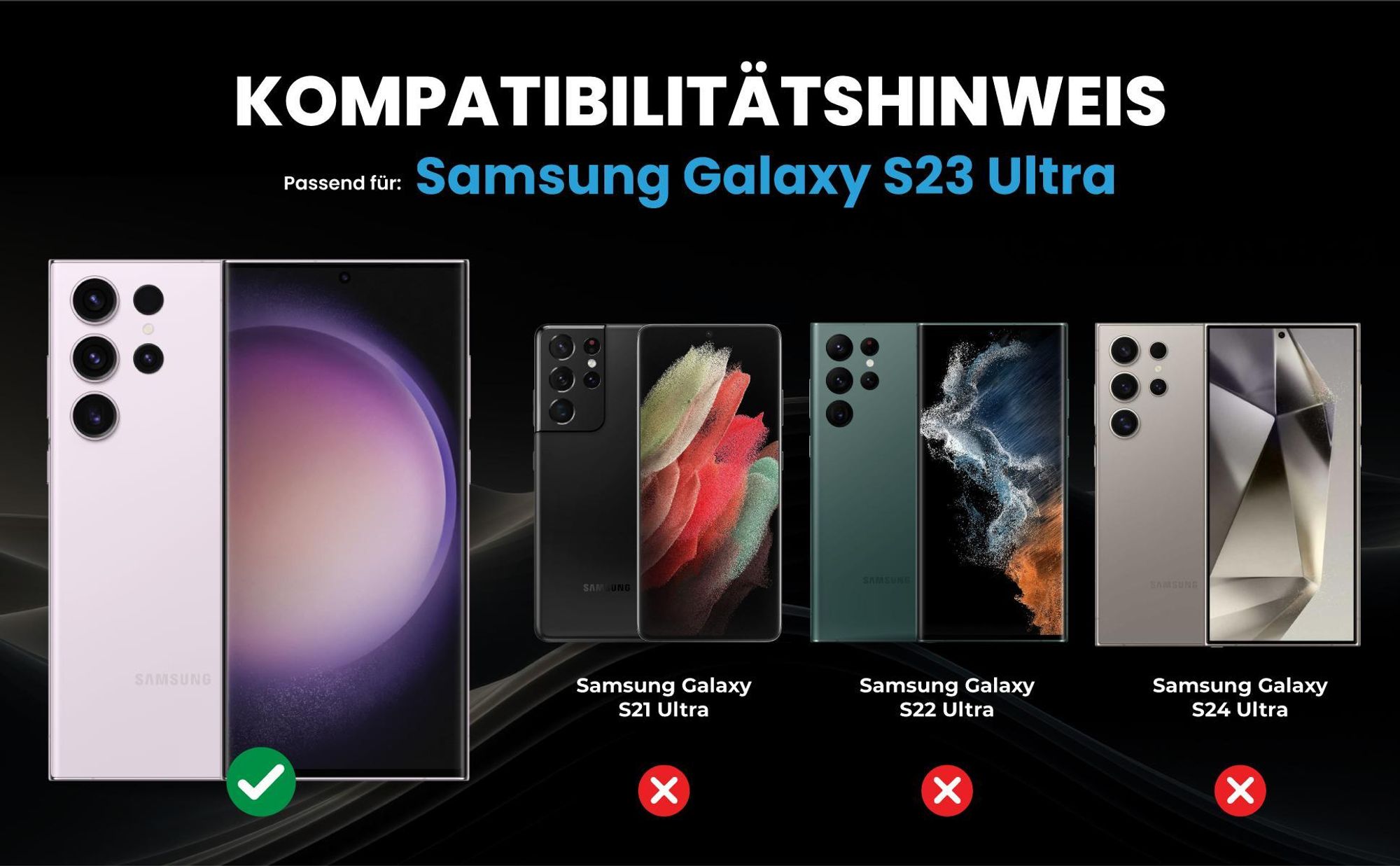 Kompatibilitätshinweise Hülle für Samsung Galaxy S23 Ultra