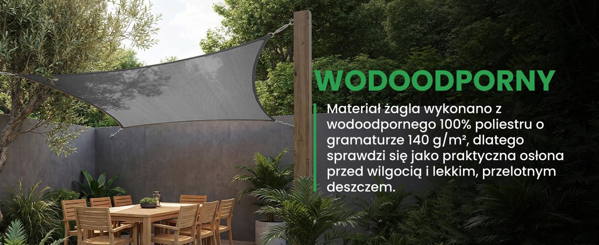 Żagiel ogrodowy przeciwsłoneczny 3 na 4 metra wodoodporny na balkon tarsa do ogrodu