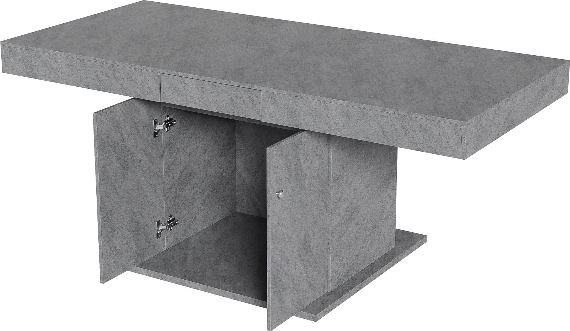 Flieks Ausziehbarer Esstisch Küchentisch mit Schrank, Rechteckig Esszimmertisch mit Stauraum, Ausziehbar Dehnbar Tisch, 140/180x80x76cm, Grau