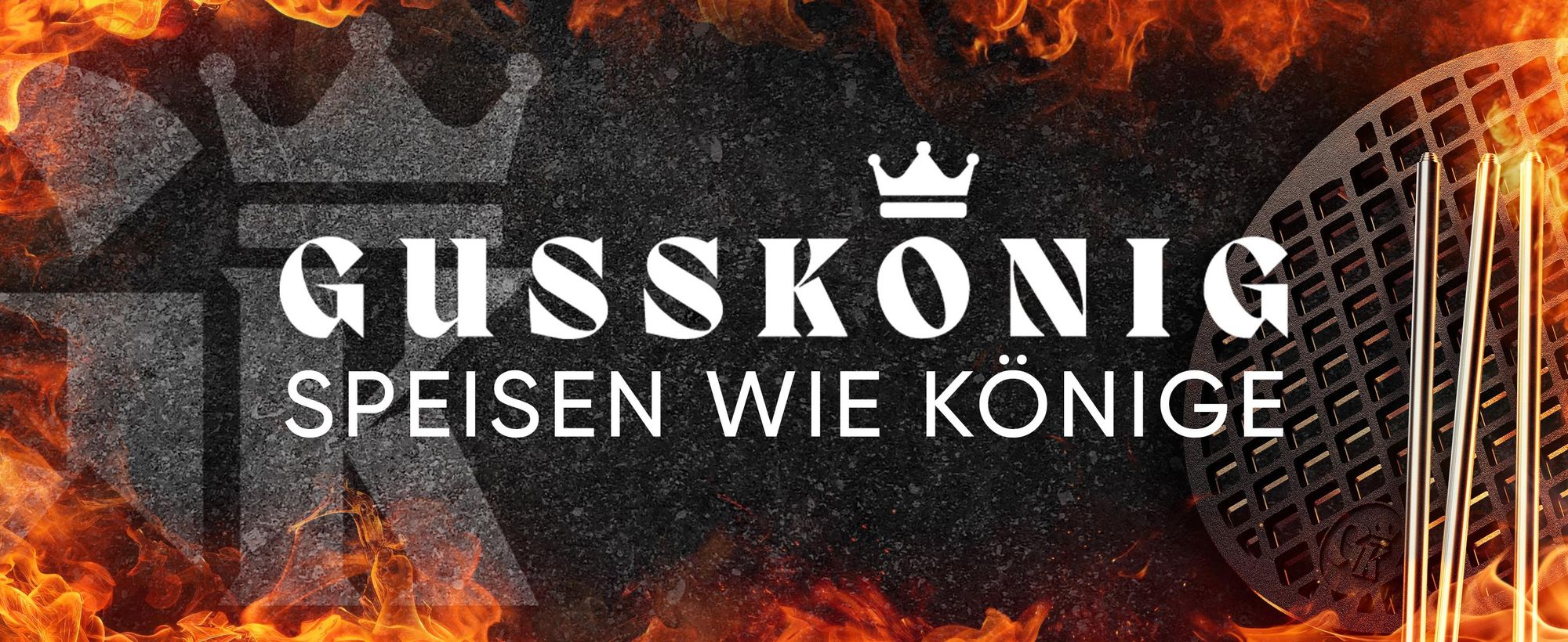 Gusskönig Gusseisen Grillrost mit Beinen Ø30 cm - Grillrost Kohle - Grillrost Dreibein Gusseisen Dutch Oven Untersetzer - Feuerrost Grill Zubehör