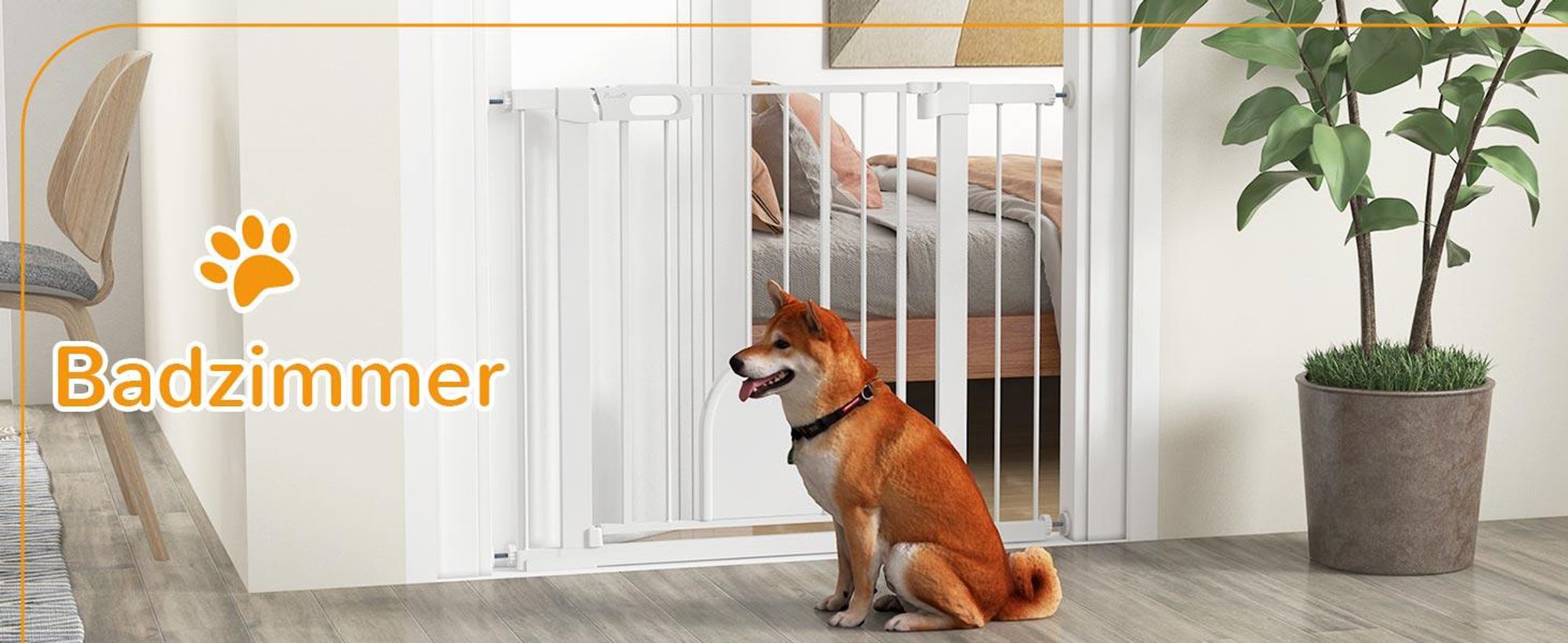 PawHut Hunde Absperrgitter Schutzgitter Türschutzgitter Stahl Weiß