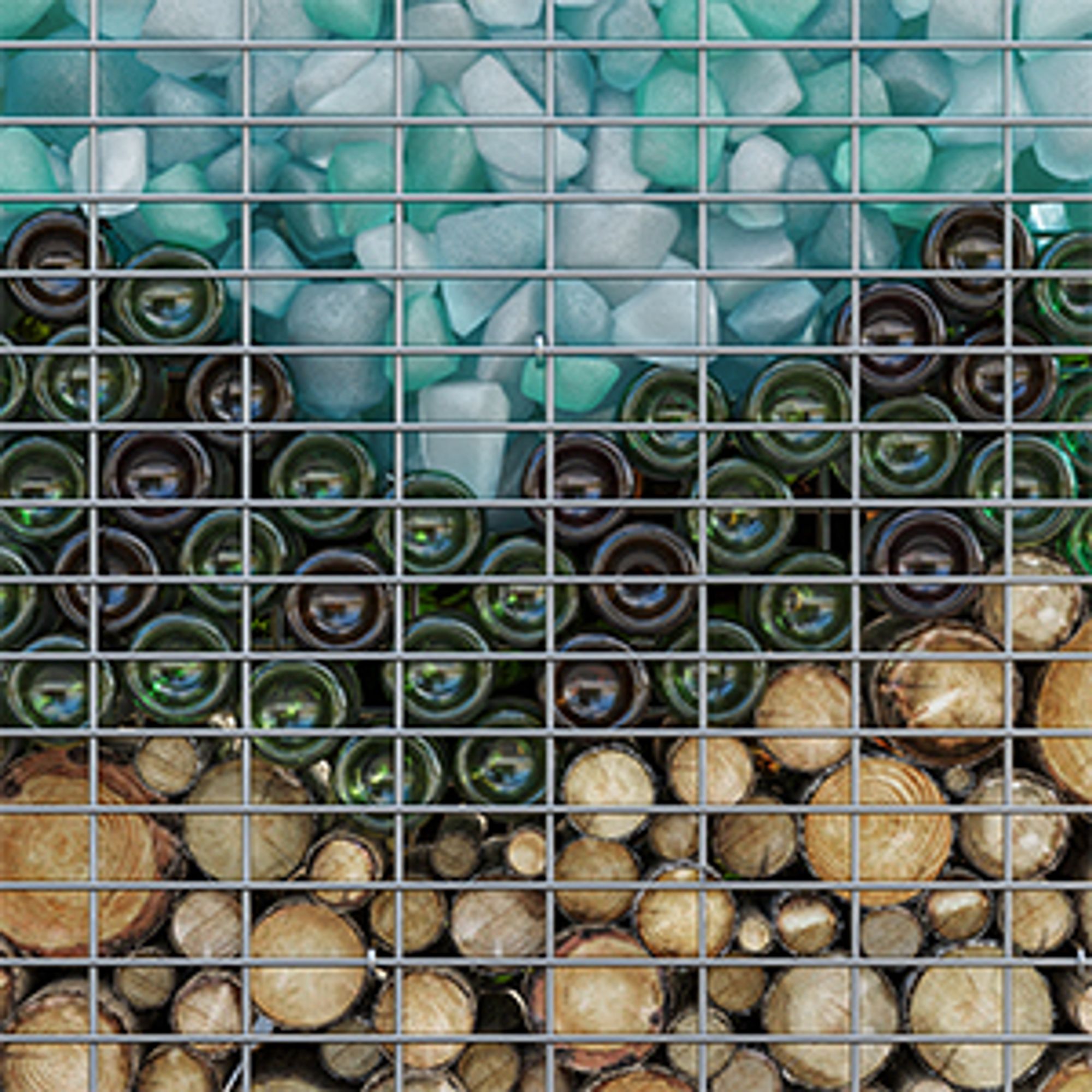 SONGMICS Gabionenkorb, Metall-Steinkorb, Steingabione Mauer, 100 x 30 x 30 cm