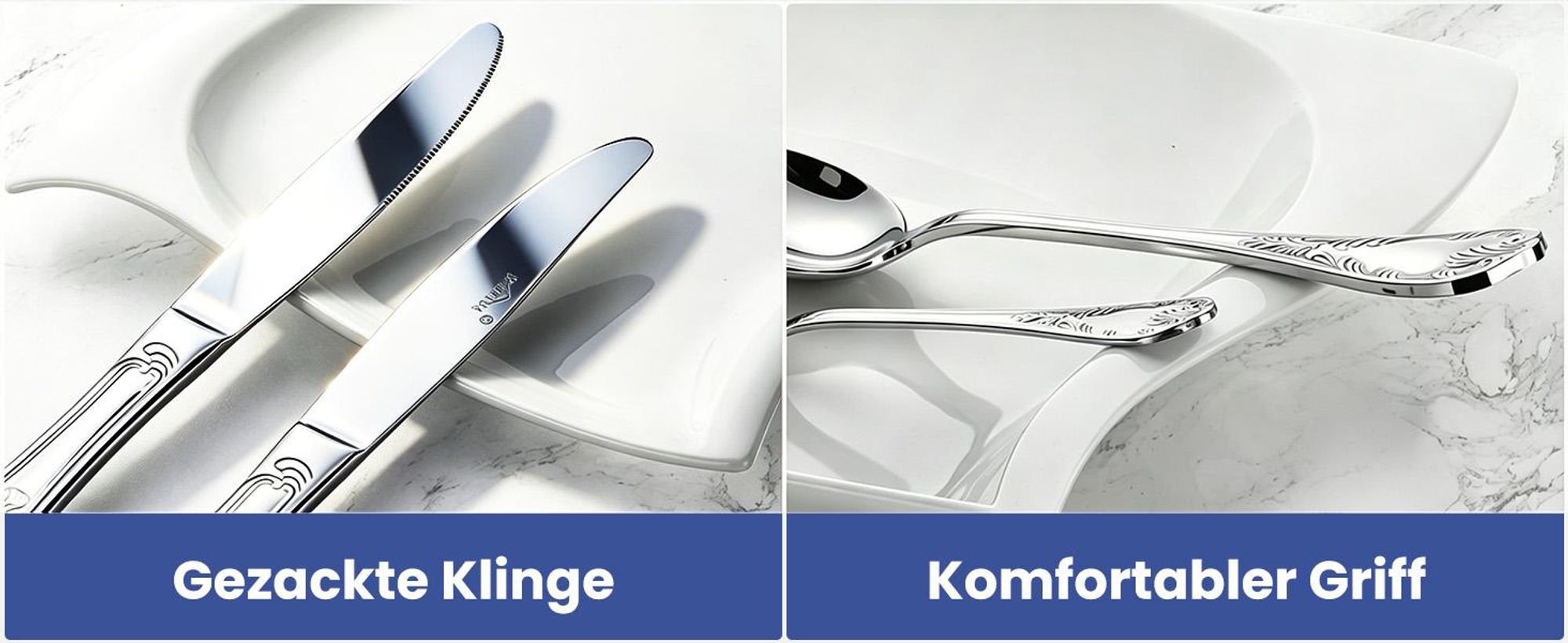 Besteck Set 12 Personen,72-tlg Edelstahl Besteckset,Cutlery Set mit Messer Gabel Löffel,6-tlg Essbesteck HL-G1806