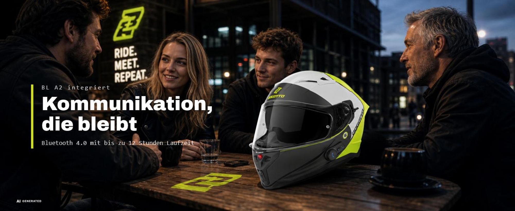 Bogotto H153 BT SPN Bluetooth Helm, schwarz matt/grau, M (57/58)