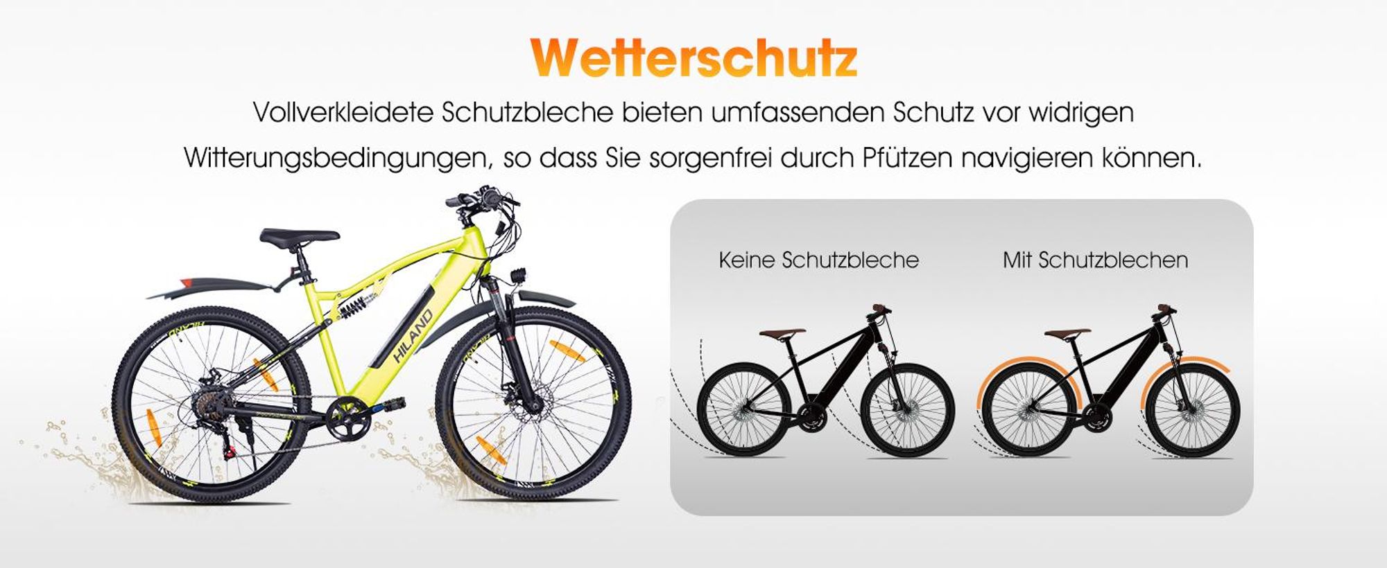 Hiland 27,5-Zoll-E-Mountainbike für Erwachsene, 250-W-Motor, 10,4-Ah-Akku, 7-Gang-Schaltung, mechanische Scheibenbremsen, Federgabel für das Gelände