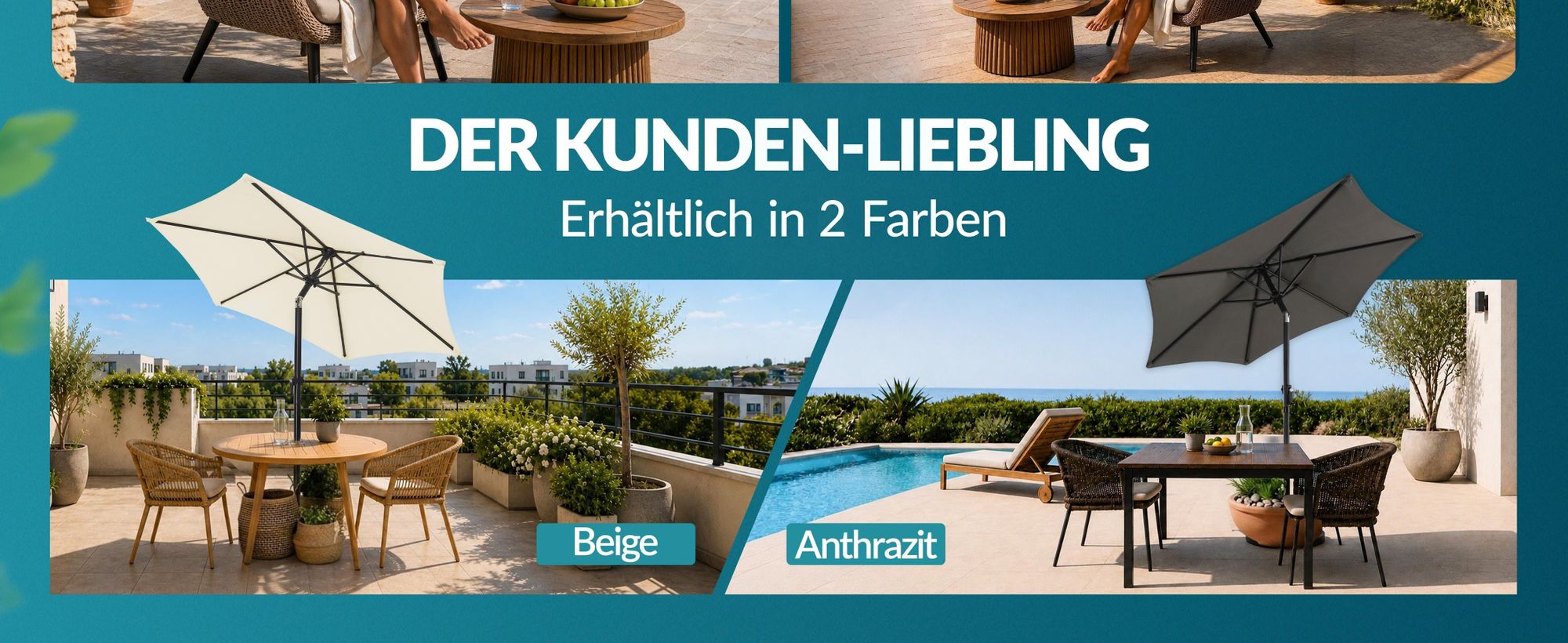 KINGSLEEVE Sonnenschirm 200 cm UV Schutz 80+