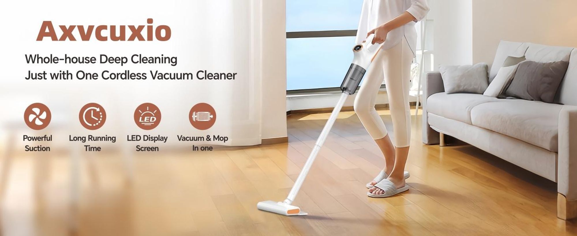 4-in-1 Akku-Staubsauger, 15.000 Pa, kabelloser Hand- und Stielstaubsauger mit LED-Anzeige & HEPA-Filter, für Hartboden, Teppich und Tierhaare, Weiß