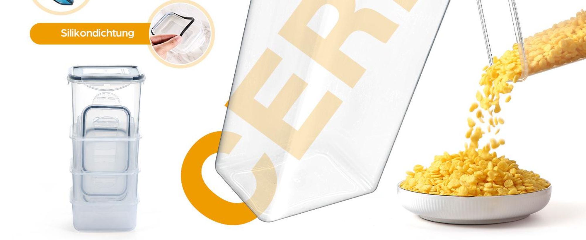 YASHE 16 Stück Vorratsdosen mit Deckel, Luftdicht Vorratsdosen Set, Kunststoff B