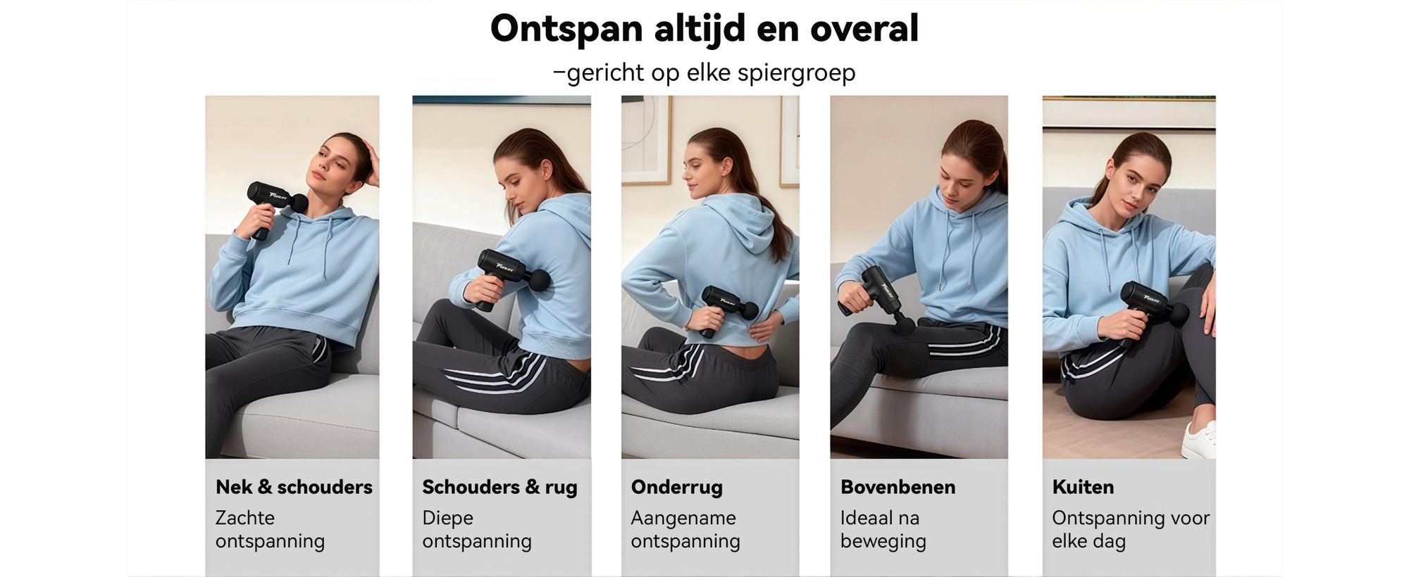 FunLife M2 Mini massagepistool & fasciepistool, 12 mm dieptegang, 6 standen, 4 massagekoppen, USB-C, stil (<45 dB), slechts 0,5 kg, mintgroen
