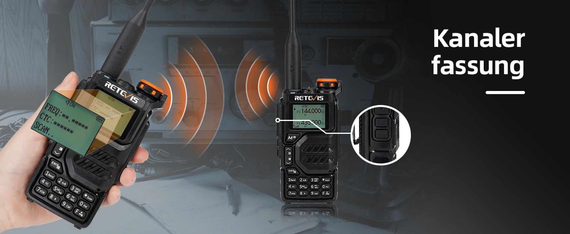 Retevis RA79 Amateurfunkgerät, 5W Air-Band-Empfang Ham Radio, 1400-mAh-Akku-Handfunkgerät für Jagd, Reisen, Wandern, Fernfunkgerät (1 Stück)