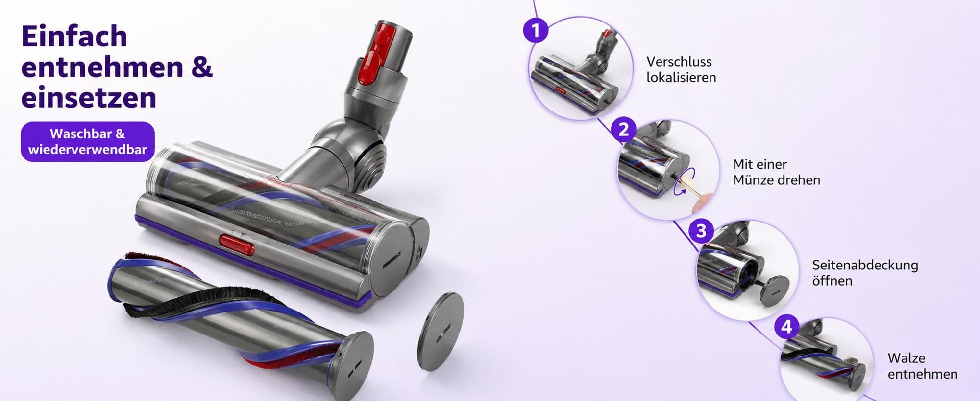 Ersatz-Staubsaugeraufsatz mit hohem Drehmoment für Dyson V11 V15 V10 V8 V7, Upgrade-Staubsaugerkopf für Dyson Staubsaugerteile und Zubehör