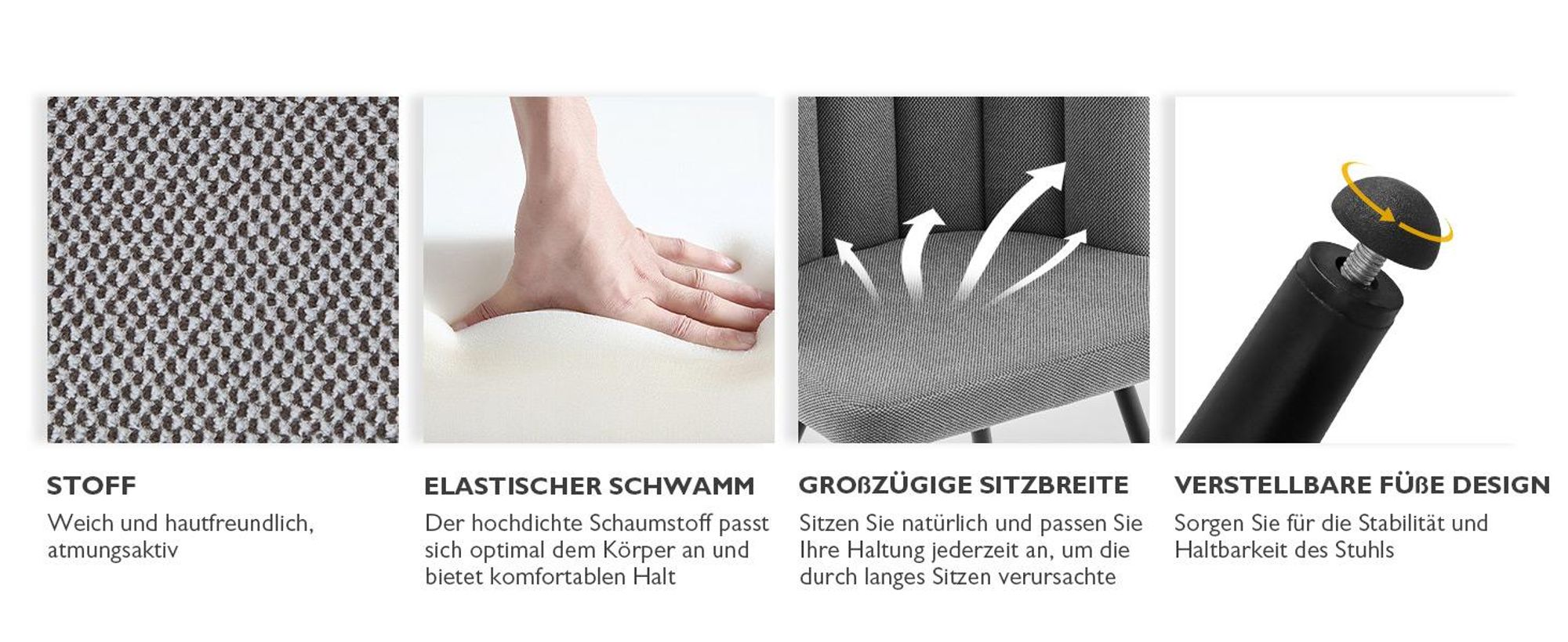 CLIPOP Esszimmerstuhl, Küchenstuhl aus Samt, 1er Set gepolsterter Wohnzimmerstuhl, Akzentsessel für Schlafzimmer,Dunkelgrau