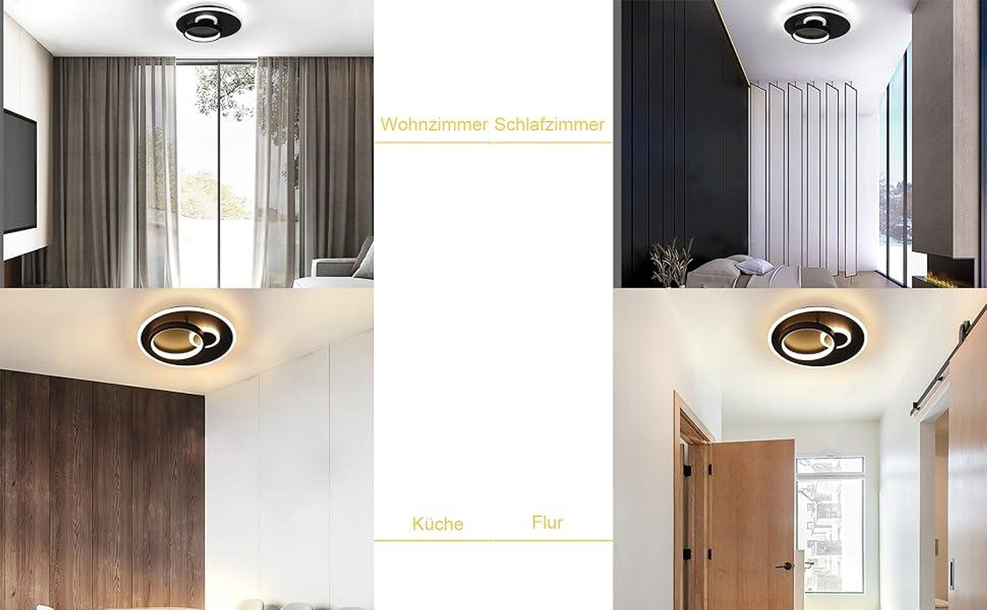 ZMH LED Deckenleuchte Wohnzimmer dimmbar mit Fernbedienung Schwarz Deckenlampe 33W Flurlampe Modern für Schlafzimmer Küche Esszimmer Büro Jugendzimmer