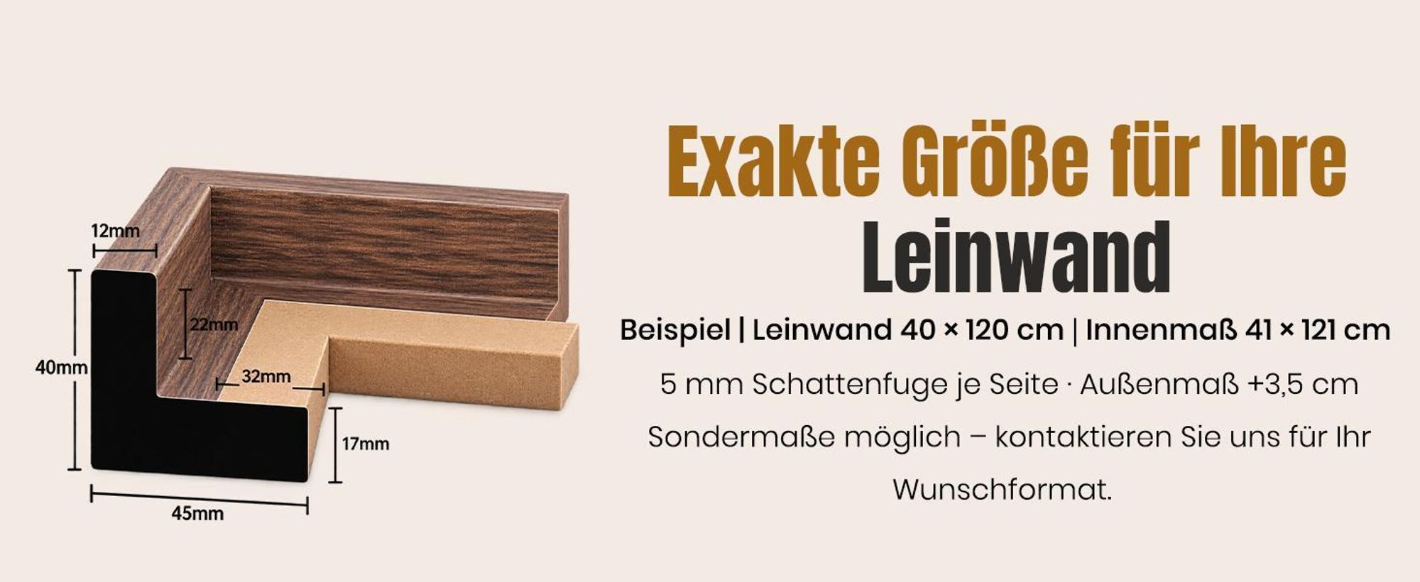 Monframe Schattenfugenrahmen XXL 80x100 cm - Sonoma Eiche - Leerrahmen mit Tiefeneffekt aus MDF Holz in zerlegter Form - für Leinwandbilder auf Keilrahmen