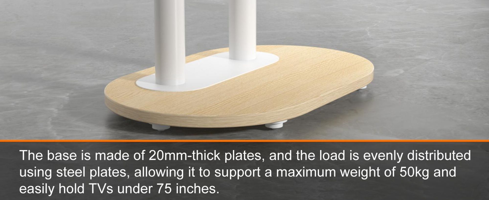 WISFOR TV Standfuss Höhenverstellbar, TV Ständer Rollbar, TV Bodenständer mit 2 Ablagen für 40-75 Zoll Fernsehstand, VESA 600x400mm, bis Max 60kg