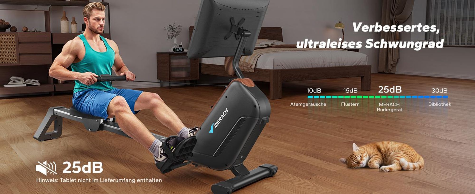 Rudergerät für Zuhause, leises Fitnessgerät mit 16 Widerstandsstufen, HD-Display, automatischer Magnetwiderstand, einfache Montage, bis 158 kg