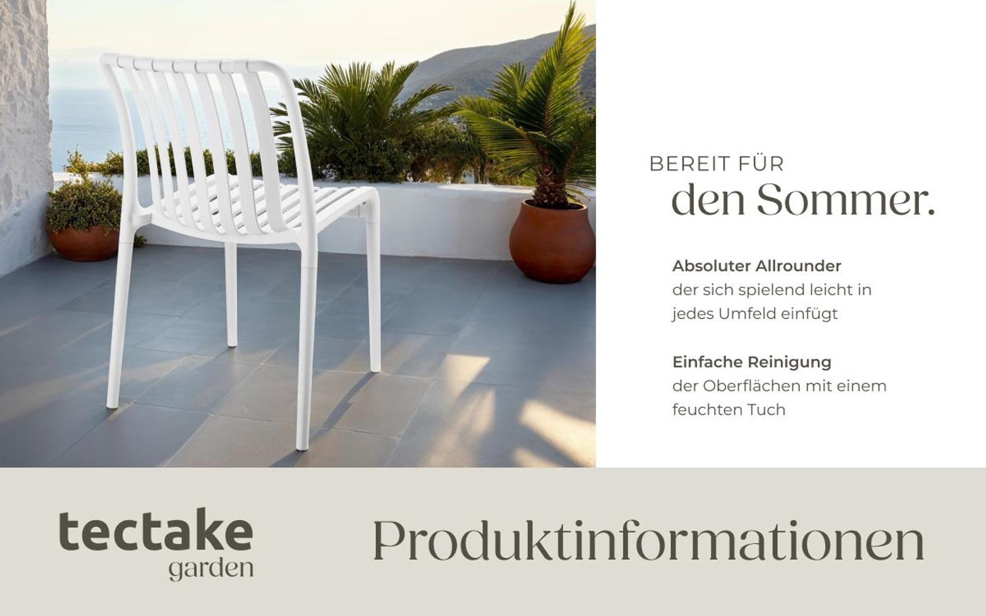 tectake® Gartenstühle Alcudia, wetterfest, stapelbar