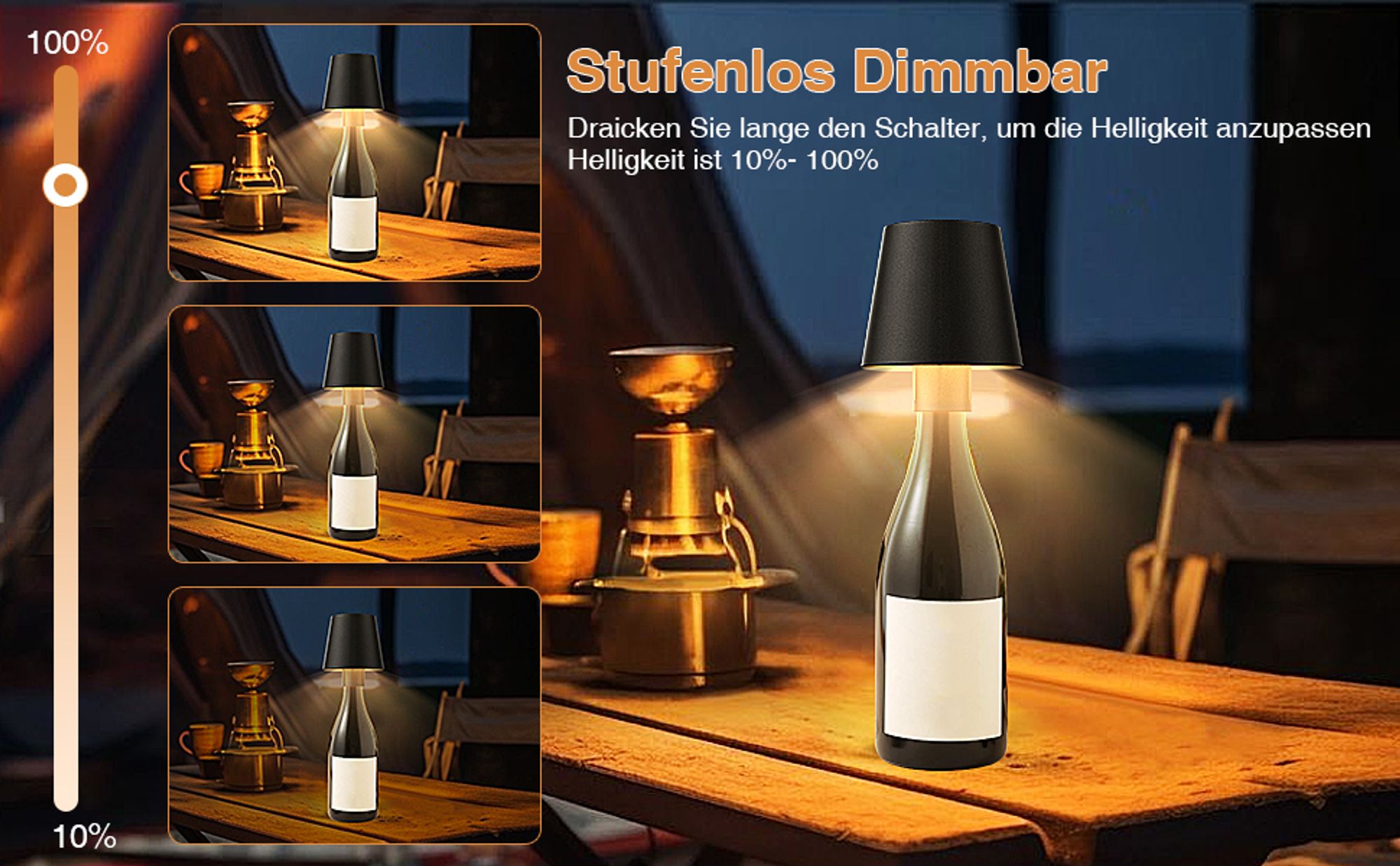Led Flaschenleuchte Wiederaufladbare,Flaschenlampe Touch Tischlampe Mit Batterie Dekoleuchten Für Innen Außen Terrasse Patio Garten Party Bar
