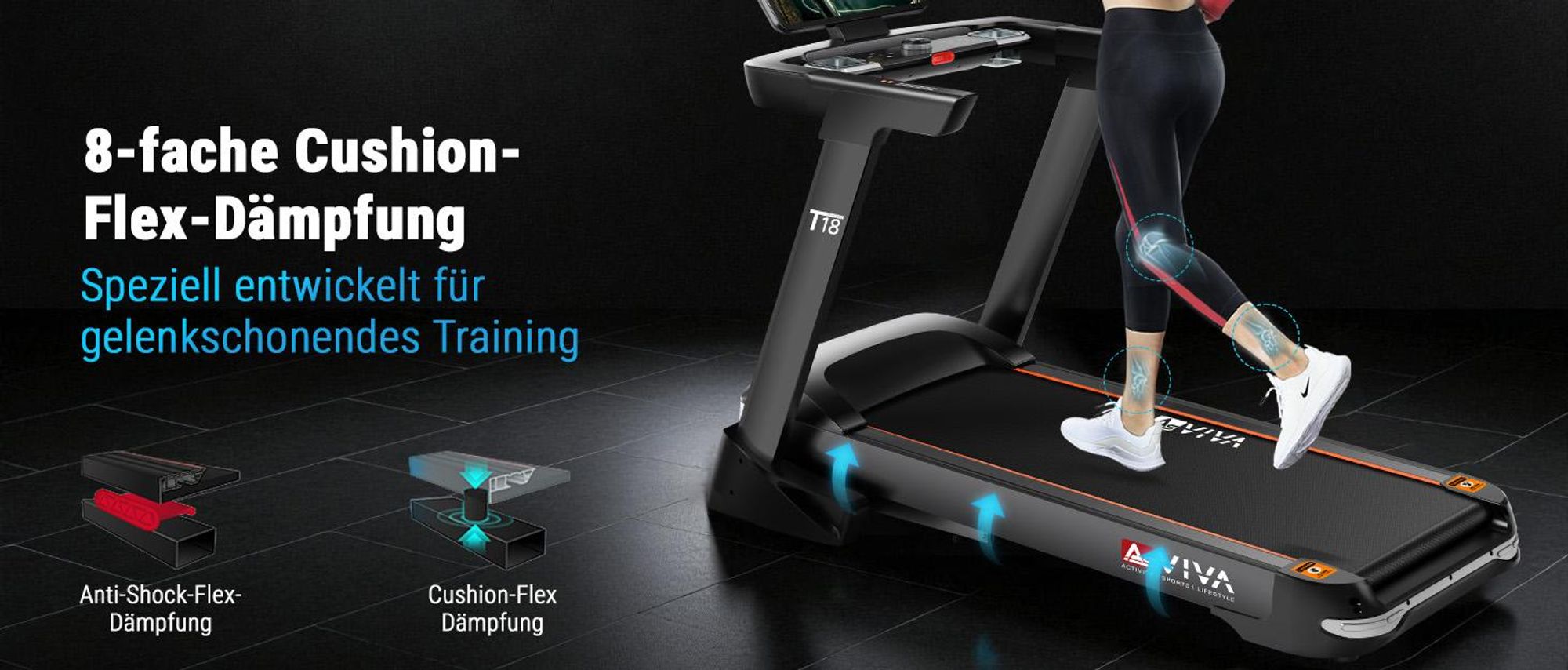 Laufband klappbar AsVIVA T18 Heimtrainer bis 20 km/h 15% Steigung mit Touchscreen Bluetooth bis 150kg für Zuhause