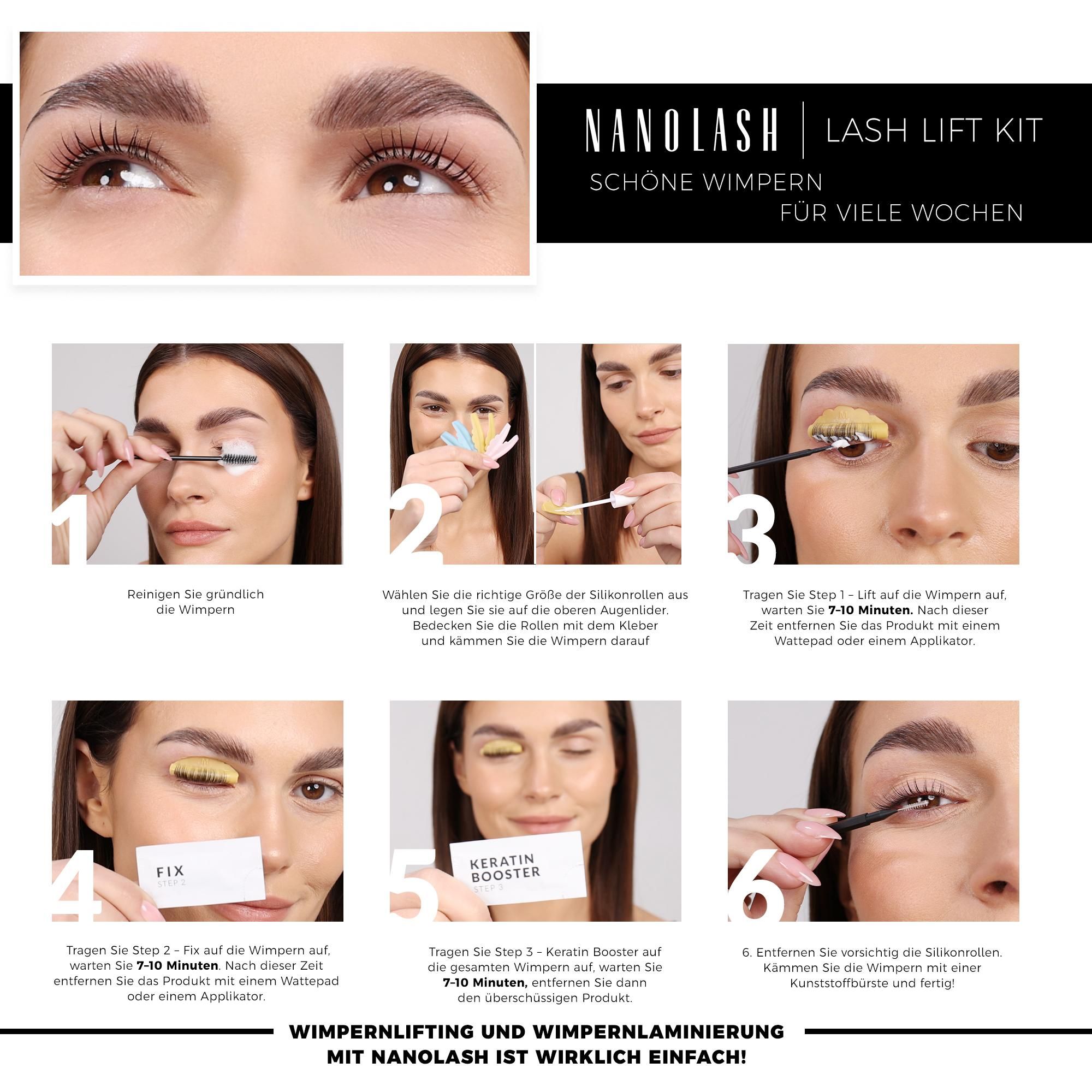 Nanolash Lash Lift Kit Set für das Lifting und die Laminierung der Wimpern