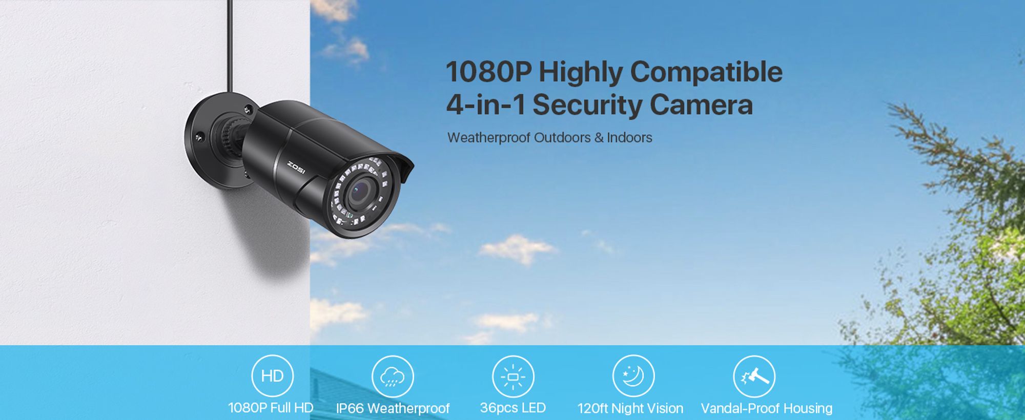 Hybrid 4in1 1080p TVI CVI AHD 960H Kamera