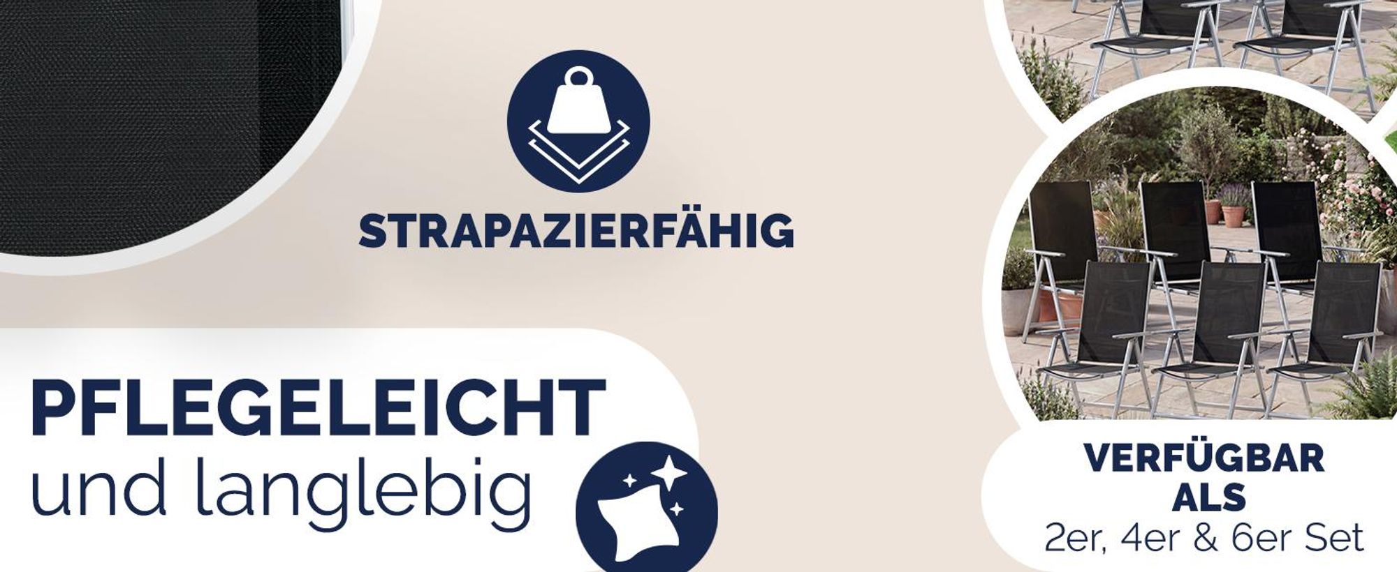 CASARIA® Gartenstühle 2er Set Hochlehner Anthrazit