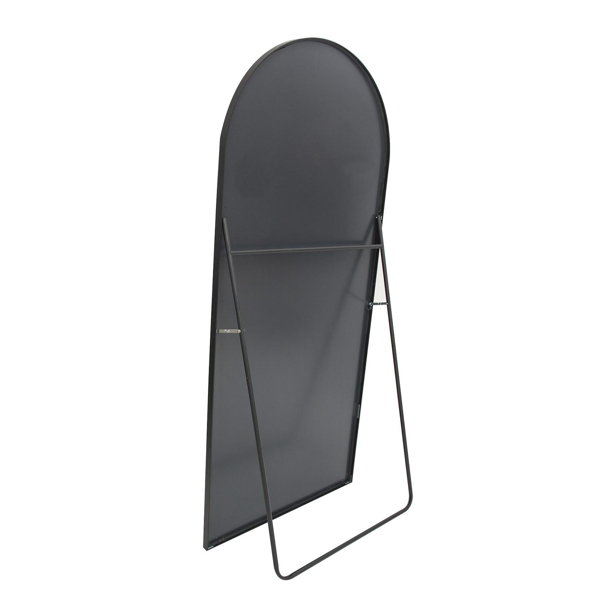 Fortuna Lai Bogen Ganzkörperspiegel, 53 x 162 cm Gewölbter Standspiegel Groß in voller Länge, an der Wand montiert, lehnend, Bodenspiegel Ganzkörper als Ankleide Eitelkeitsspiegel für Wohnzimmer, Schwarz