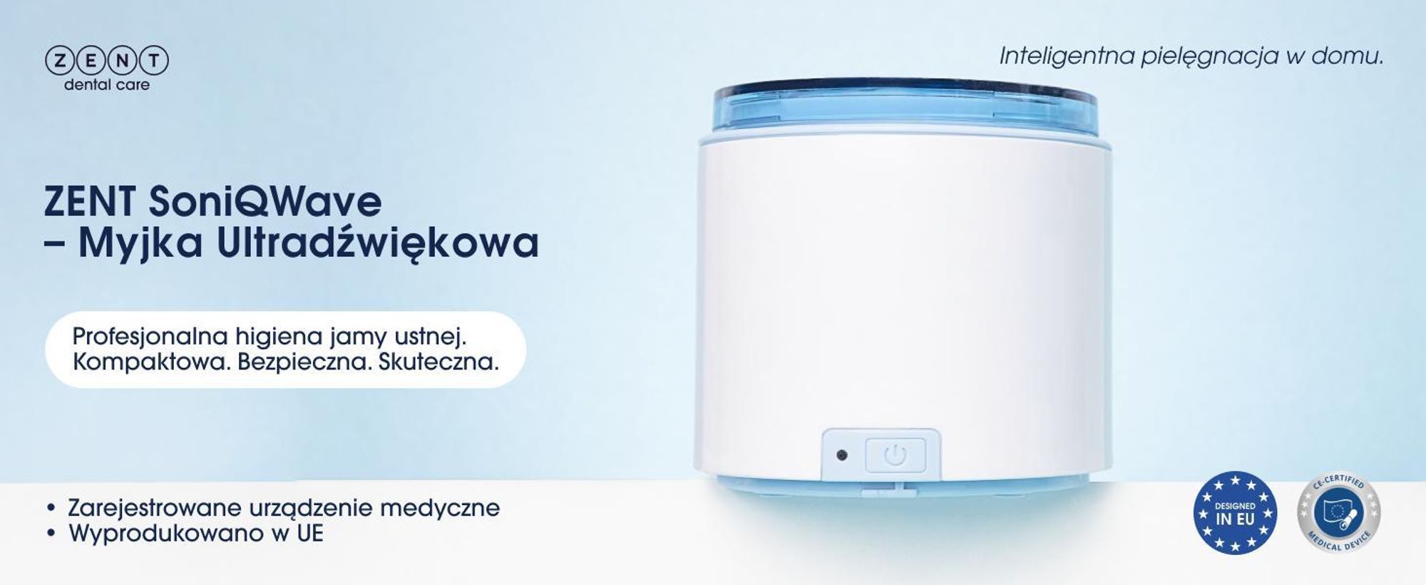 ZENT Profesjonalna Myjka Ultradźwiękowa 200ml do Biżuterii, Nakładek ortodontycznych, Protez, Biała