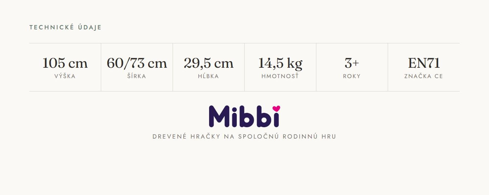 Technické údaje: 105 x 60/73 x 29,5 cm, 14,5 kg, od 3 rokov, EN71 a