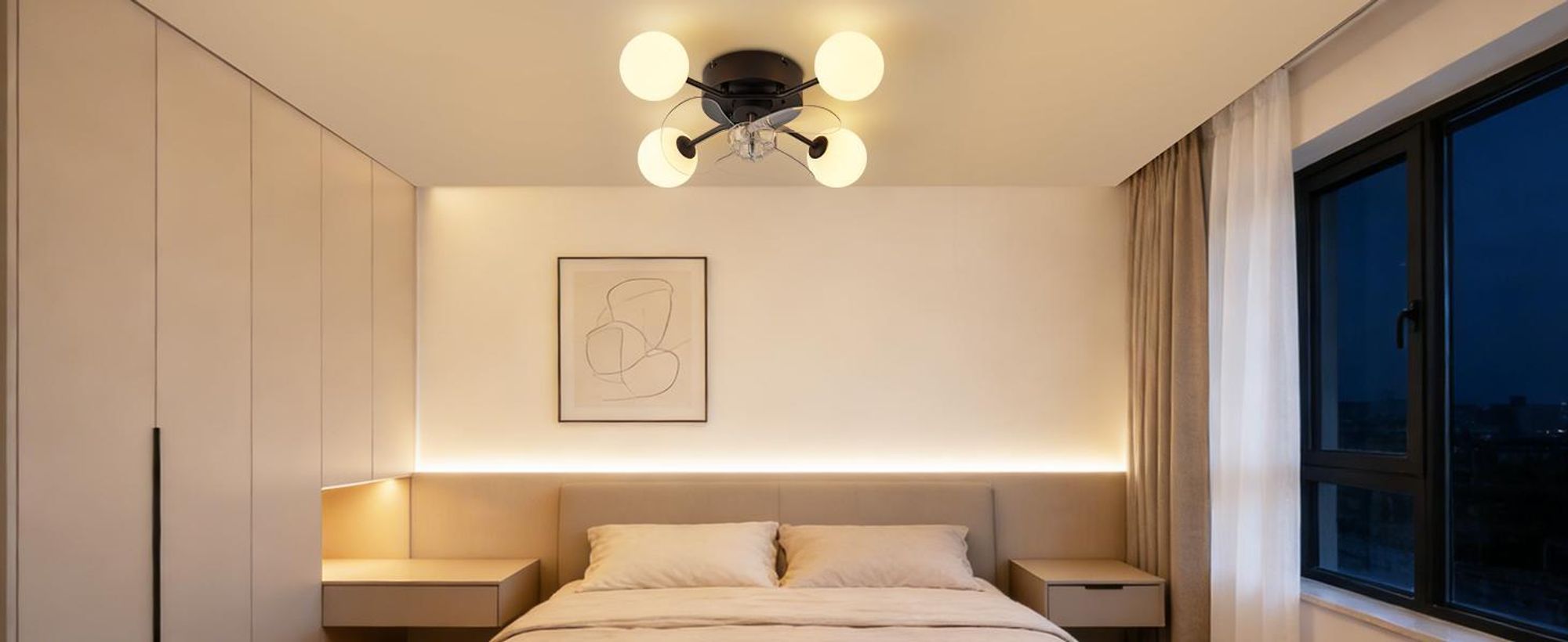 ZMH Stropný ventilátor s osvetlením G9 Tichý stropný ventilátor s diaľkovým ovládaním, 6 rýchlostí, časovač, lampa do kuchyne a jedálne, čierna