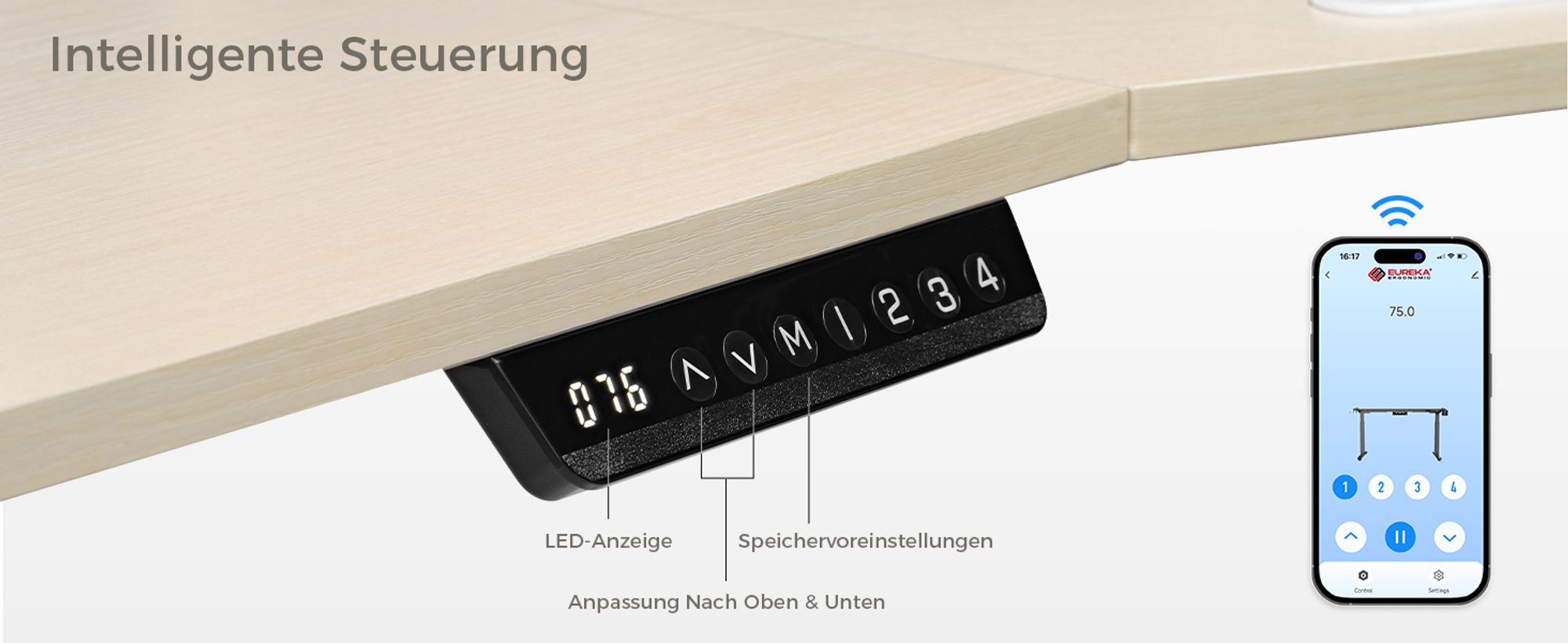 EUREKA ERGONOMIC Elektrisch Computertisch 182×76cm Höhenverstellbarer Schreibtisch Stehpult Gaming Tisch mit Monitorständer und Tastaturablage