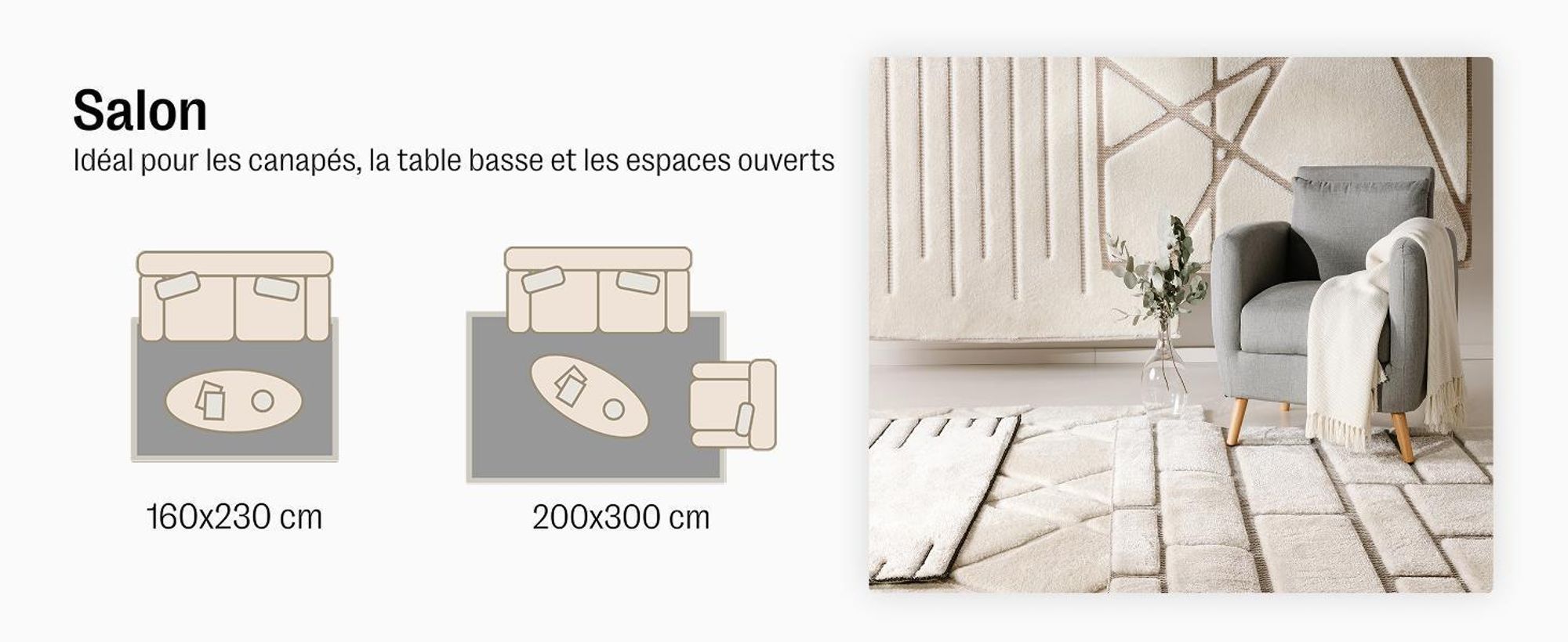 benuta tapis de salon Elvy Crème/Beige 200x300 cm tapis de salon rectangulaire motif poil ras doux moelleux