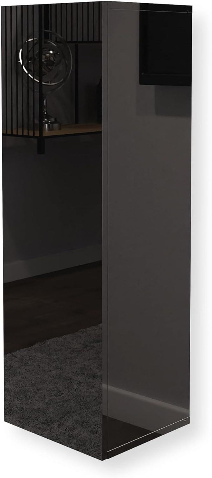 Hängeschrank Schwarz Hochglanz 35x105x32 (B x H x T) Seitenschrank Hängend Hochschrank Wohnzimmer Mehrzweckschrank