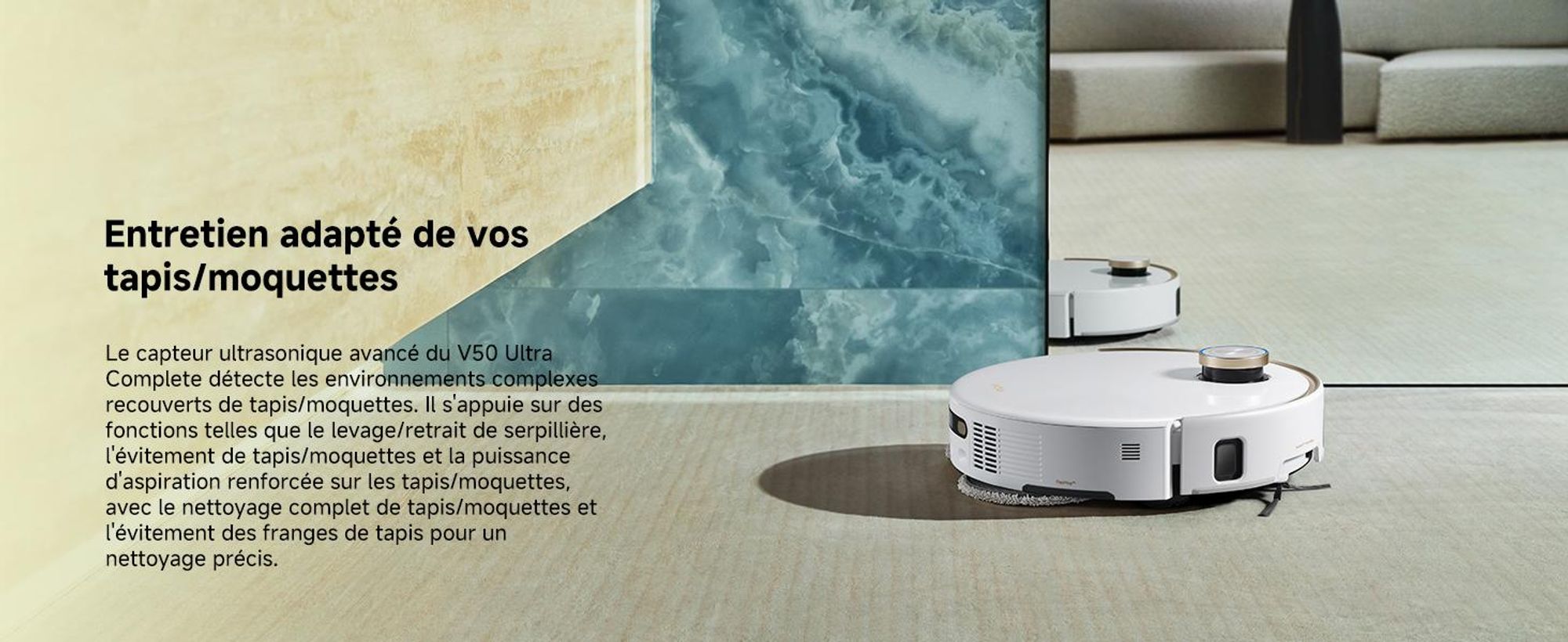 MOVA V50 Ultra Complete Saug- und Wischroboter,Automatische Entleerungsfunktion,24000 Pa,Heißwasserreinigung,DuoSolution, FlexiRise Navigation,Weiß