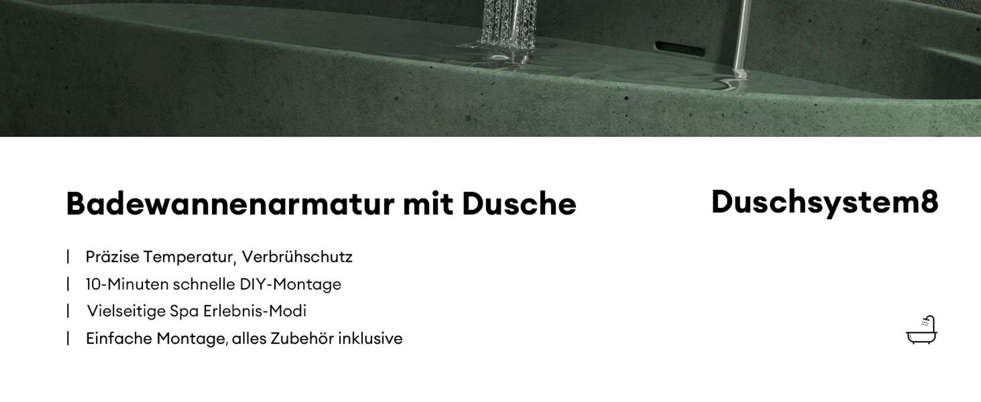 Mai & Mai Thermostat Badewannenarmatur mit Handbrause Wannenarmatur Wannenthermostat 4 Strahlarten Wandarmatur für Badewanne Matt Schwarz Duschsystem8