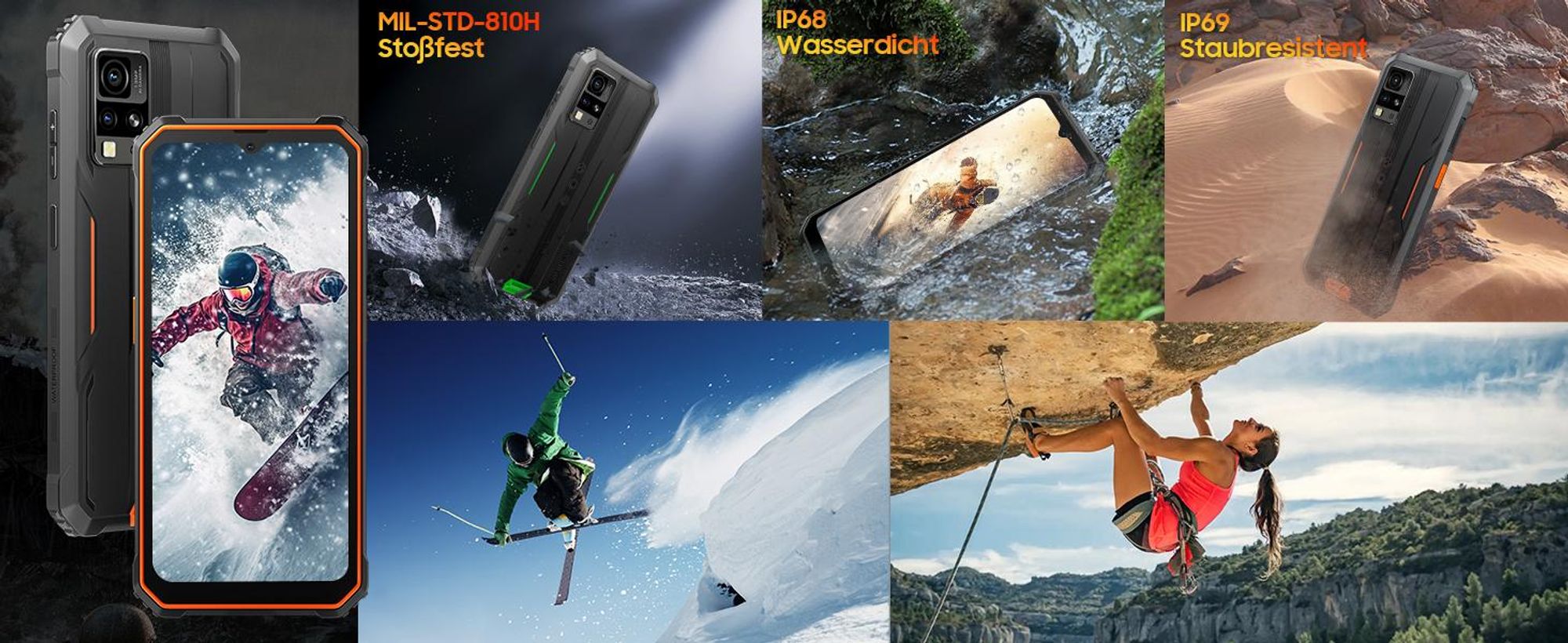 Blackview BV4800 Outdoor Handy 6GB+64GB, IP68/IP69K & MIL-STD 810H , 6,56 Zoll HD+ Display, 5180mAh Hochleistungsakku, Android 13 + Doke 3