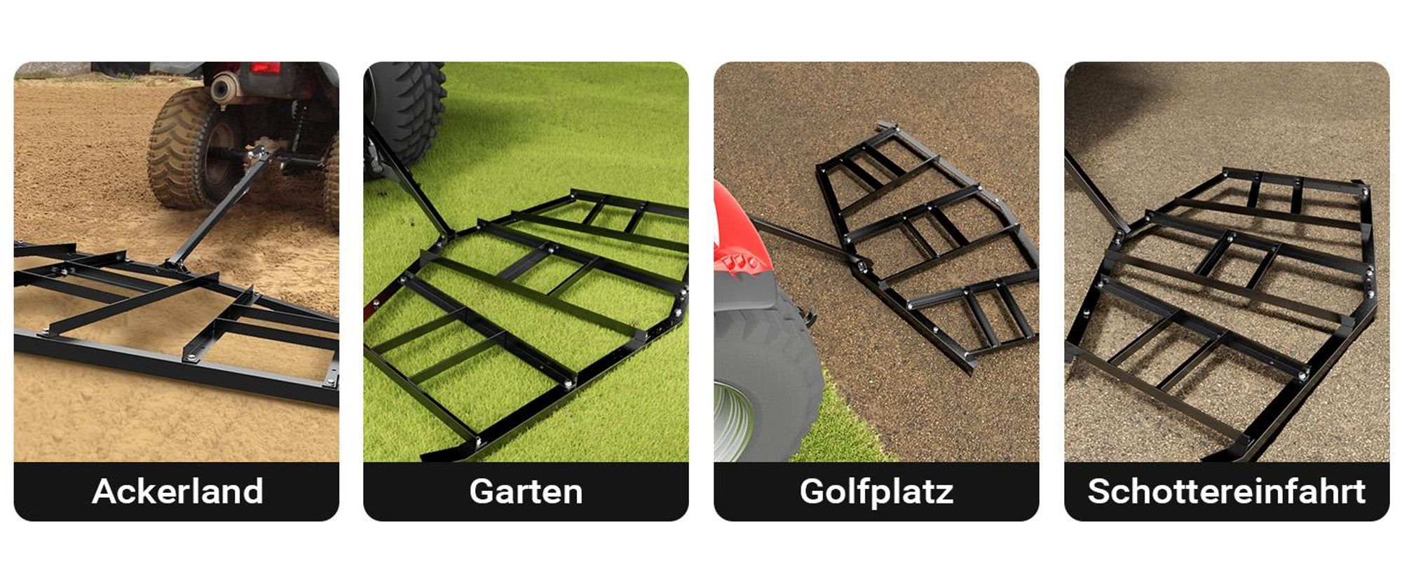 Wiltec Schleppegge 217 x 106 cm, Wiesenegge für Rasentraktor, ATV und UTV, Wiesenschleppe zur Bodenbearbeitung und Bodennivellierung