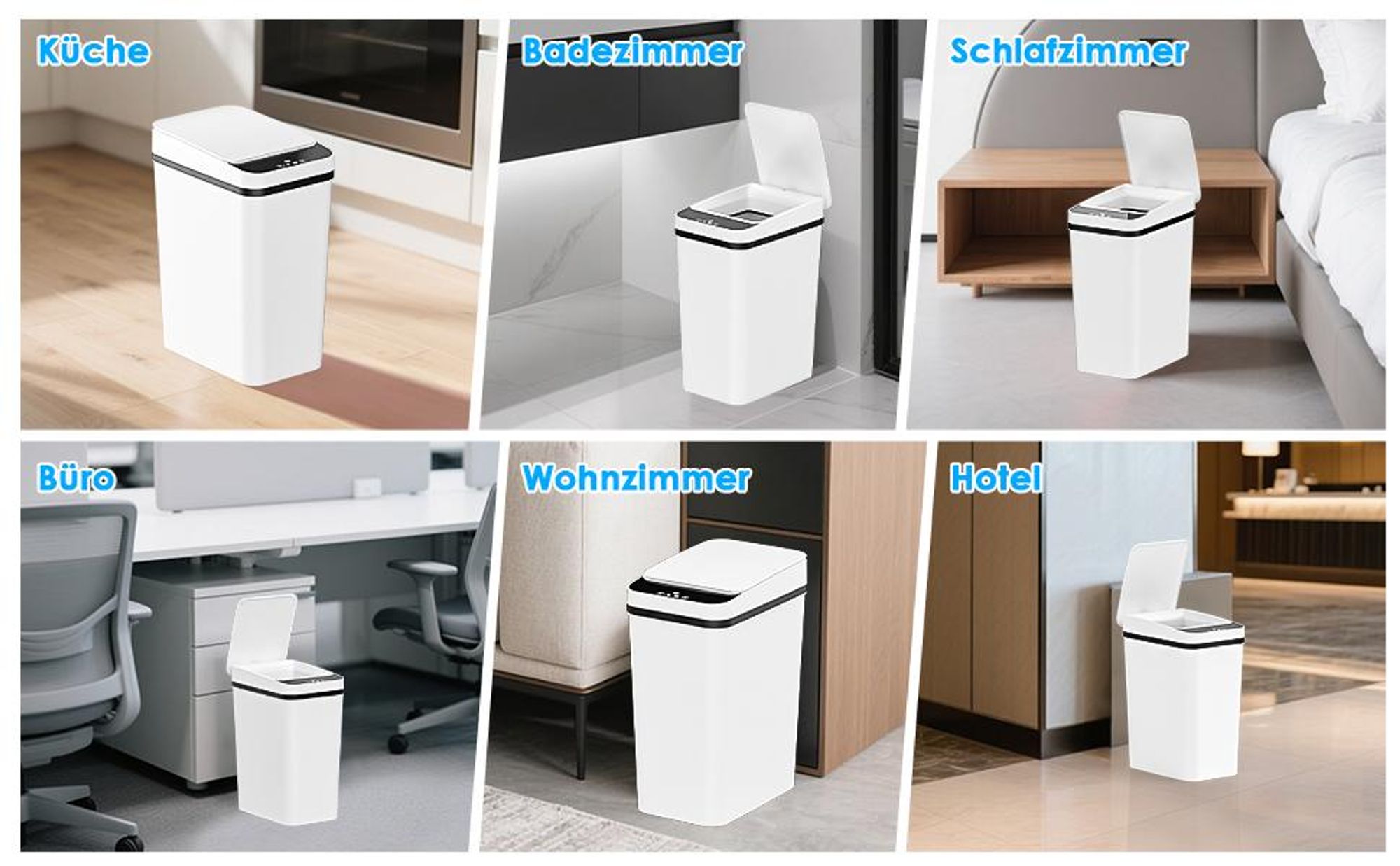 Automatik Mülleimer, 12L Sensor Mülleimer, mit Smart Sensor für Bad Büro Küche, No Noise Wasserdicht Intelligenter Mülleimer mit Deckel