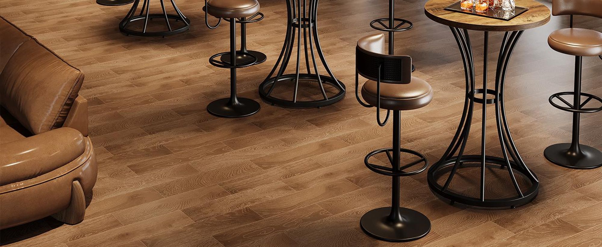 Tribesigns Runder Stehtisch, 95 cm hoch, Bartisch mit gebogenem Metallfuß, hoher Cocktail-Kneipenständer für Wohnzimmer, Küche, Braun & Schwarz