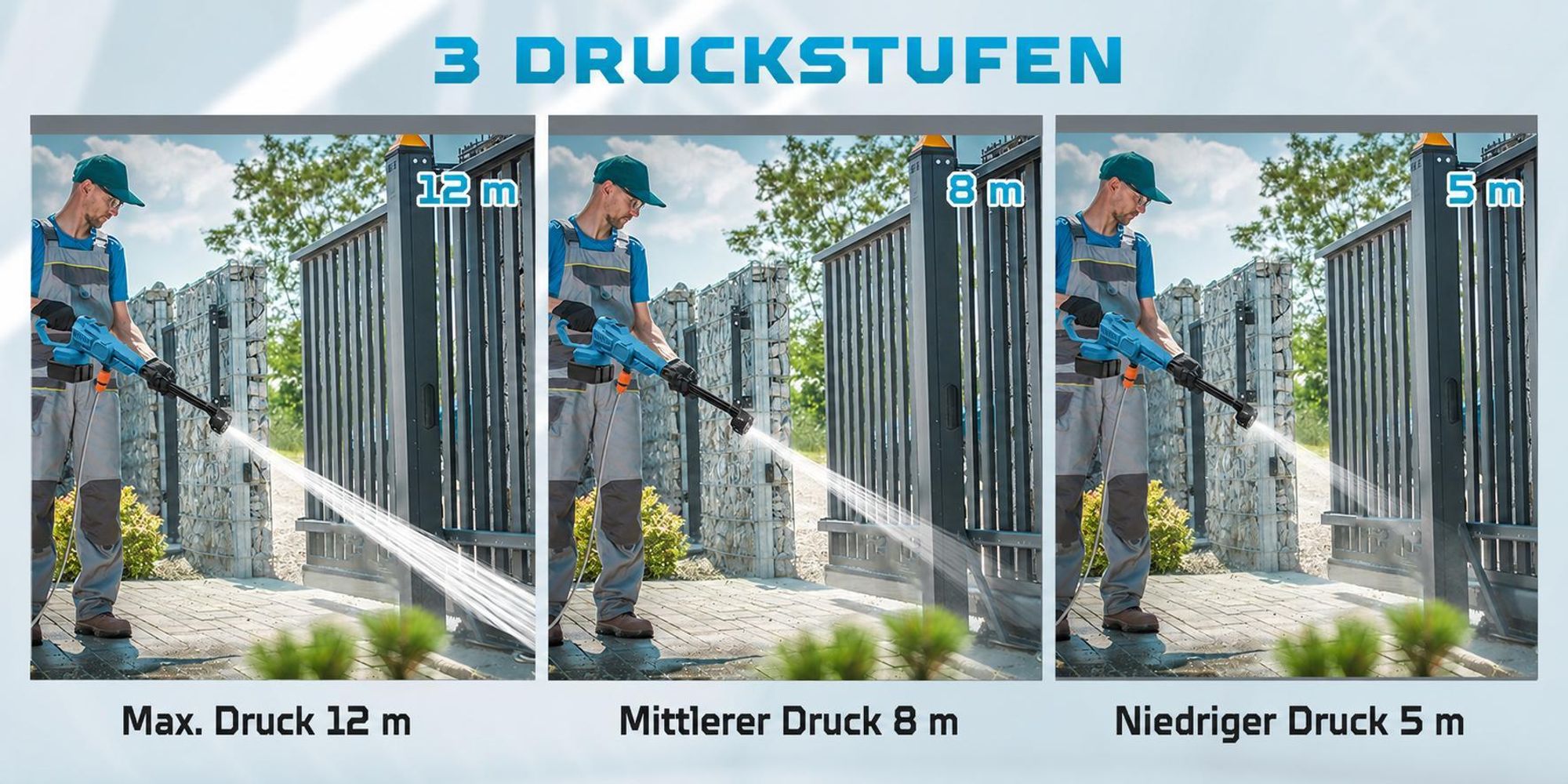 Akku Hochdruckreiniger 120 Bar, tragbarer Hochdruckreiniger kompatibel mit Makita G 18V Akkus, 6-in-1 Düse, 5 m Schlauch, für Auto & Garten, ohne Akku