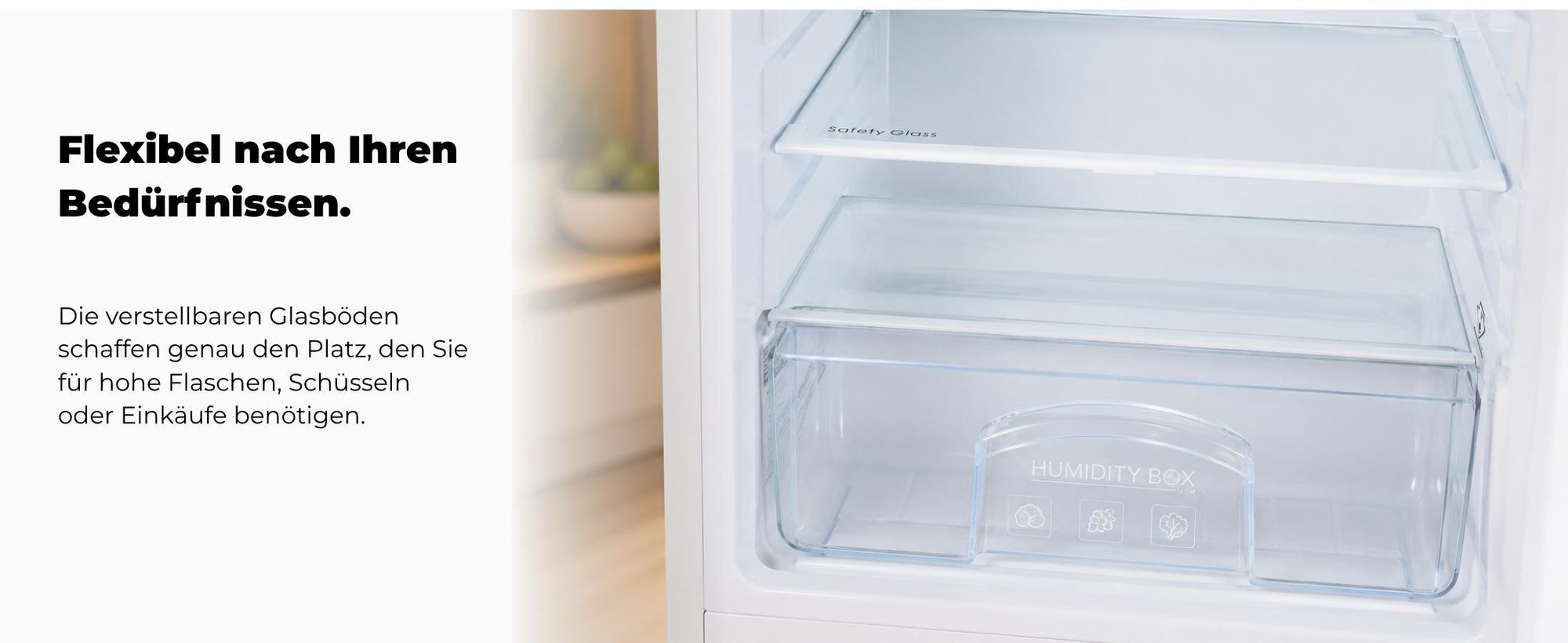Exquisit Vollraumkühlschrank KS516-V-040E weiss | 127 l Nutzinhalt | LED-Licht | Temperaturregelung | mit Gemüsefach | mit Türablage