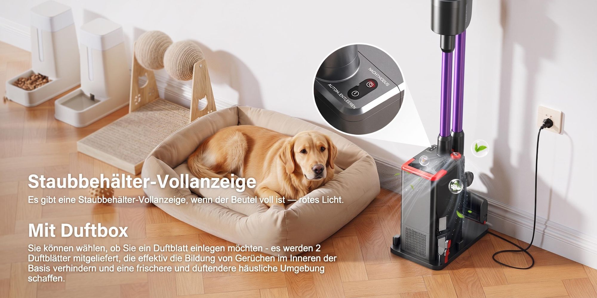 Lubluelu X1000 Akku Staubsauger 27000Pa Kabellos 60Min Laufzeit Automatische Staubaufnahme 6-Fach Filtersystem Anti-Haar-Verwicklung für Hartboden
