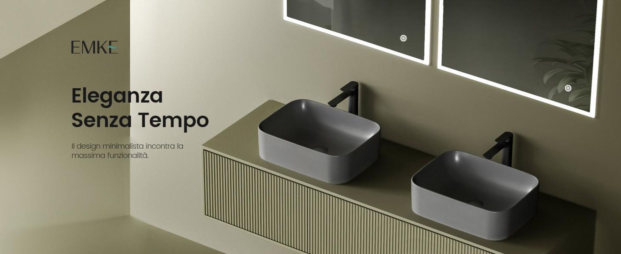 Lavabo da appoggio EMKE rettangolare 610 x 380 x 150 mm Grigio scuro opaco Lavabo in ceramica Senza foro per rubinetteria – Ideale per rubinetteria a parete e rubinetteria ad alzata