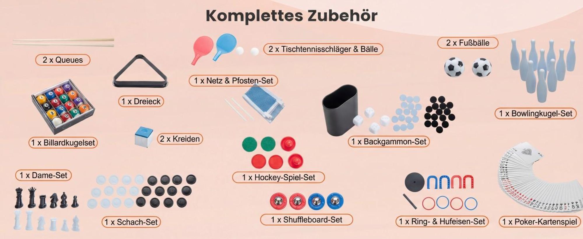 COSTWAY 12 in 1 Spieltisch, Tischspiel mit Tischfußball, Airhockey, Billard, Tischtennis, Schach, Bowling & Shuffleboard, Kombi-Tisch Aktivitätstisch