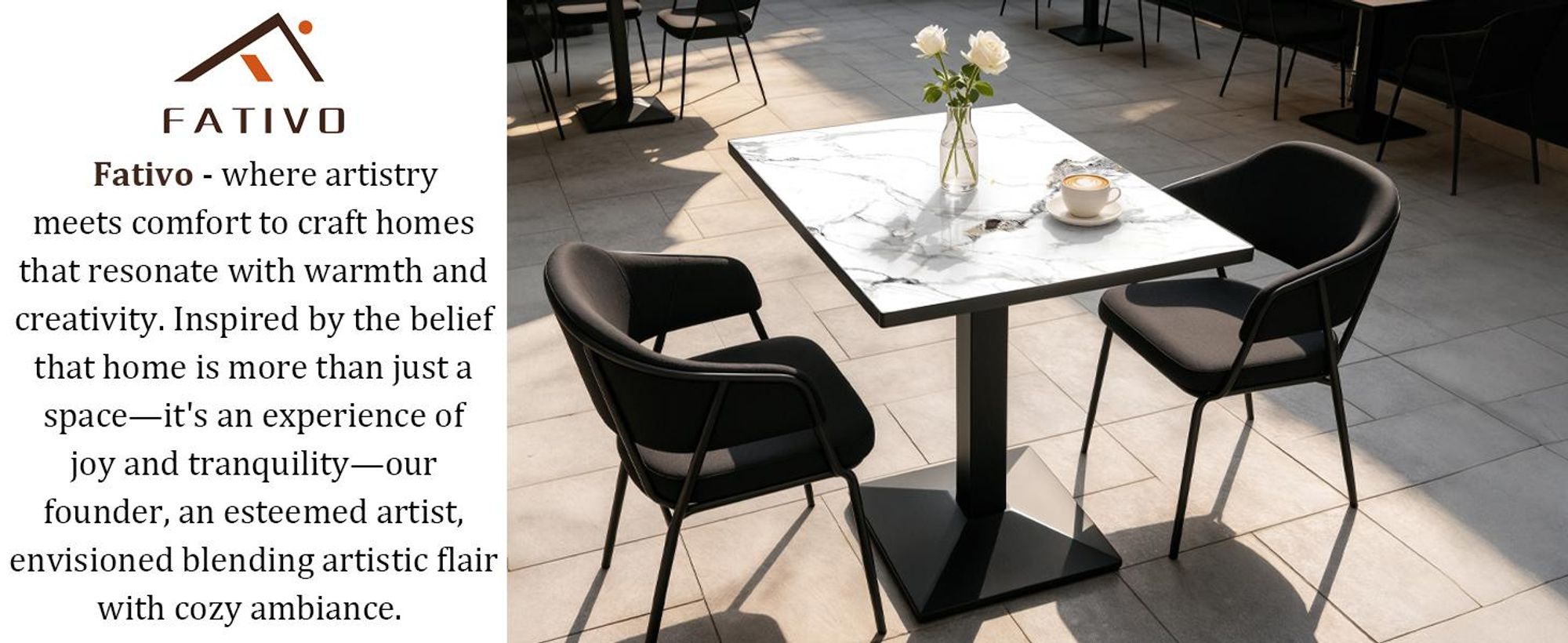 FATIVO Esstisch Sintersteinplatte 76x60x78 cm Schwarz-Jadeweiß, Säulenfuß für 2–4 Personen