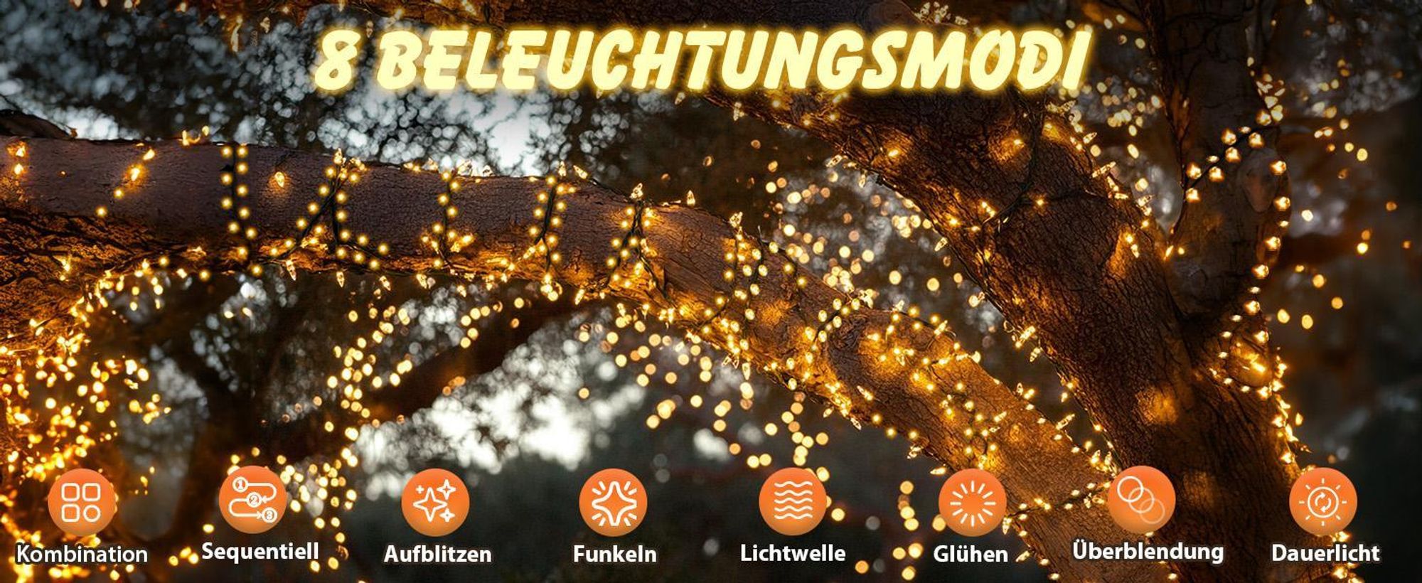 Salcar 10m 1000 LED Lichterkette Weihnachten Beleuchtung Warmweiß Cluster mit 8 Modi und Memory Innen Hochzeit Party Deko