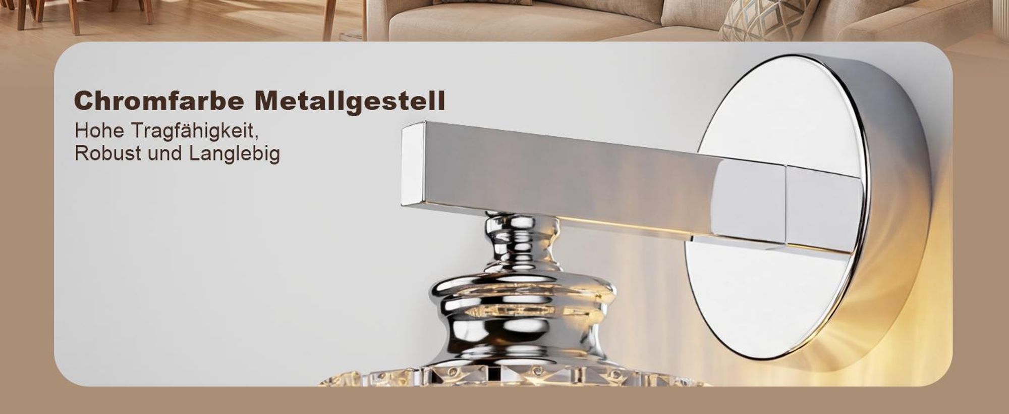 ZMH Wandleuchte Kristall Wandlampe Innen Wandbeleuchtung Wandstrahler Flurlampe Wand E27 für Schlafzimmer Wohnzimmer Flur(ohne Leuchtmittel)