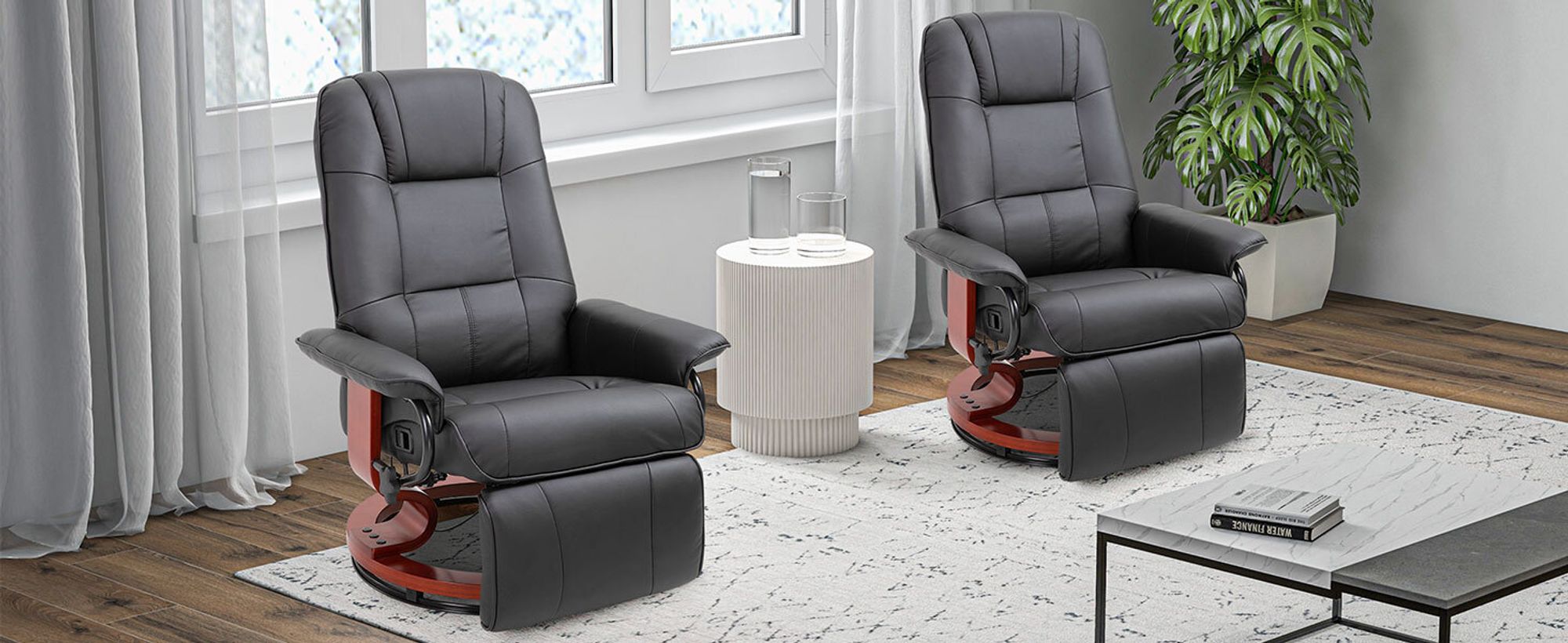 HOMCOM Relaxsessel Fernsehsessel Liegesessel Air-Leder 360° Drehstuhl neigbar