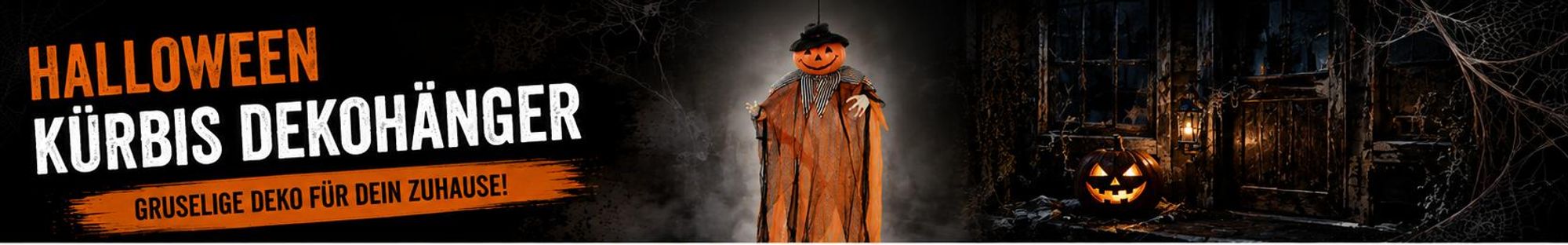 Halloween Kürbis Dekohänger ca. 55 cm – Hängedeko in Orange & Schwarz
