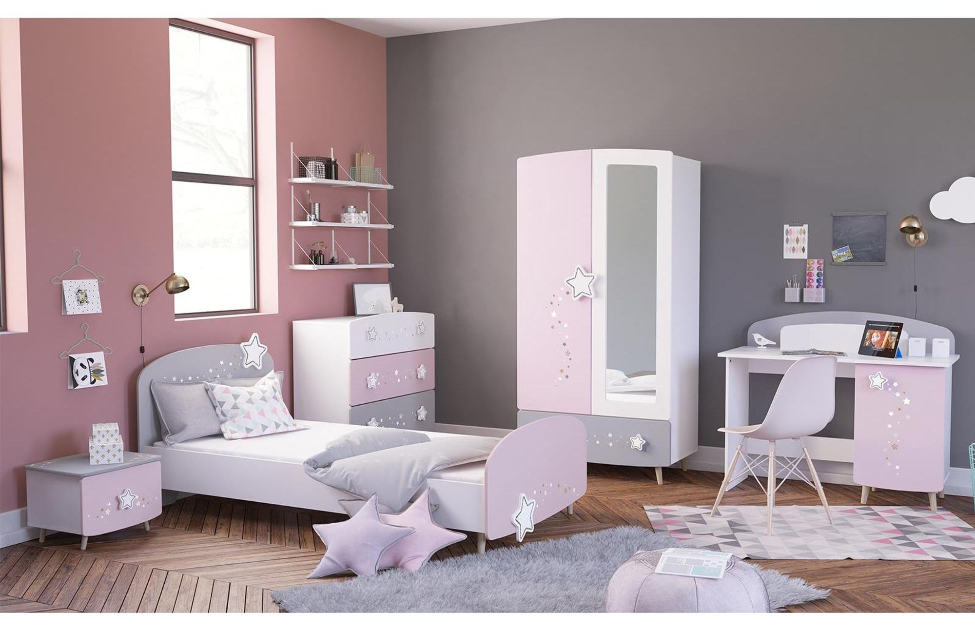 Savannah I – 5-teiliges Kinderzimmer-Set mit Sternmotiv und Pastellfarben